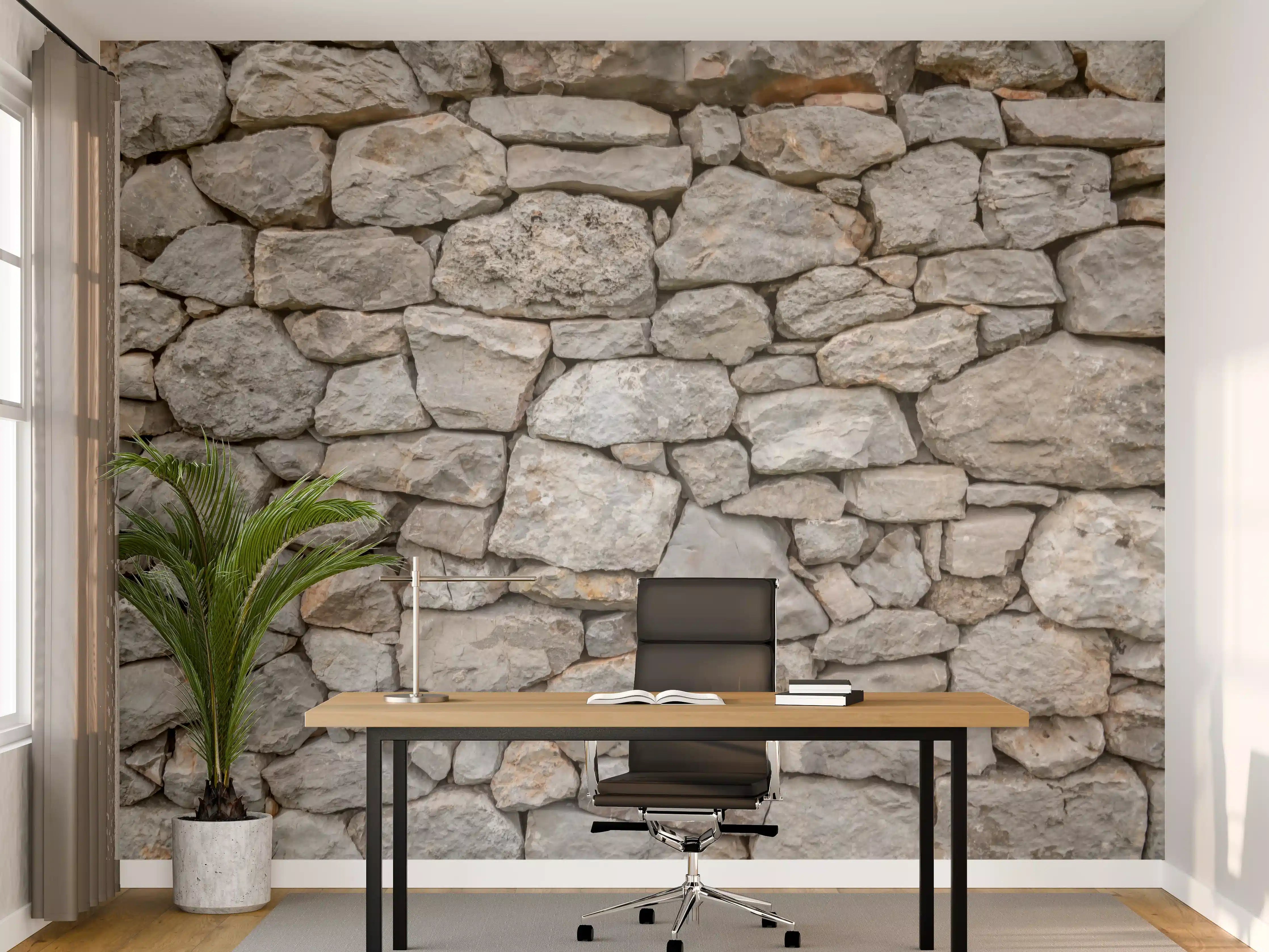 Büro Wandgestaltung - Massive raue Steinwand