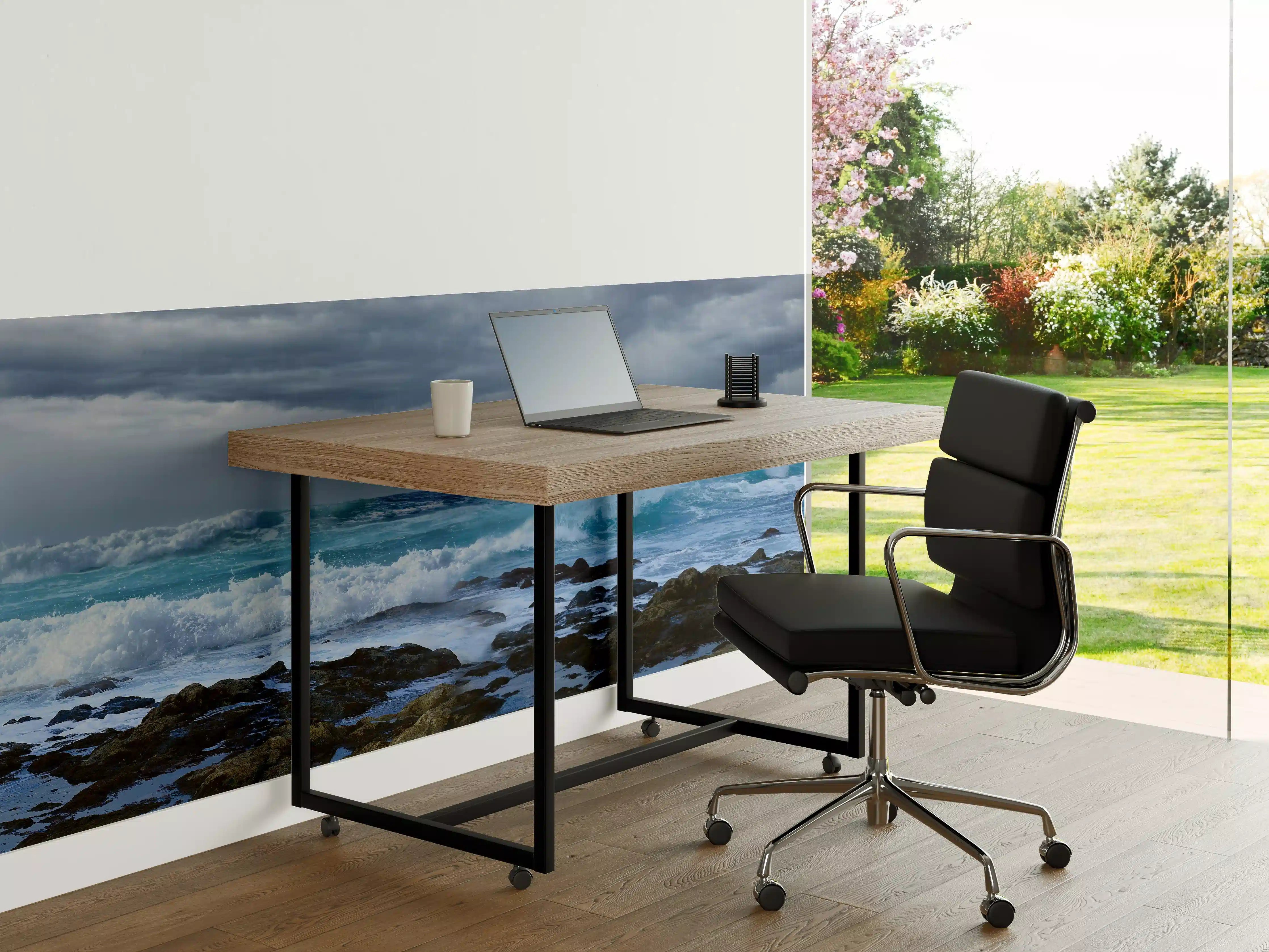 Büro Wandgestaltung - Meeresküste mit dunklen Regenwolken und stürmischer See
