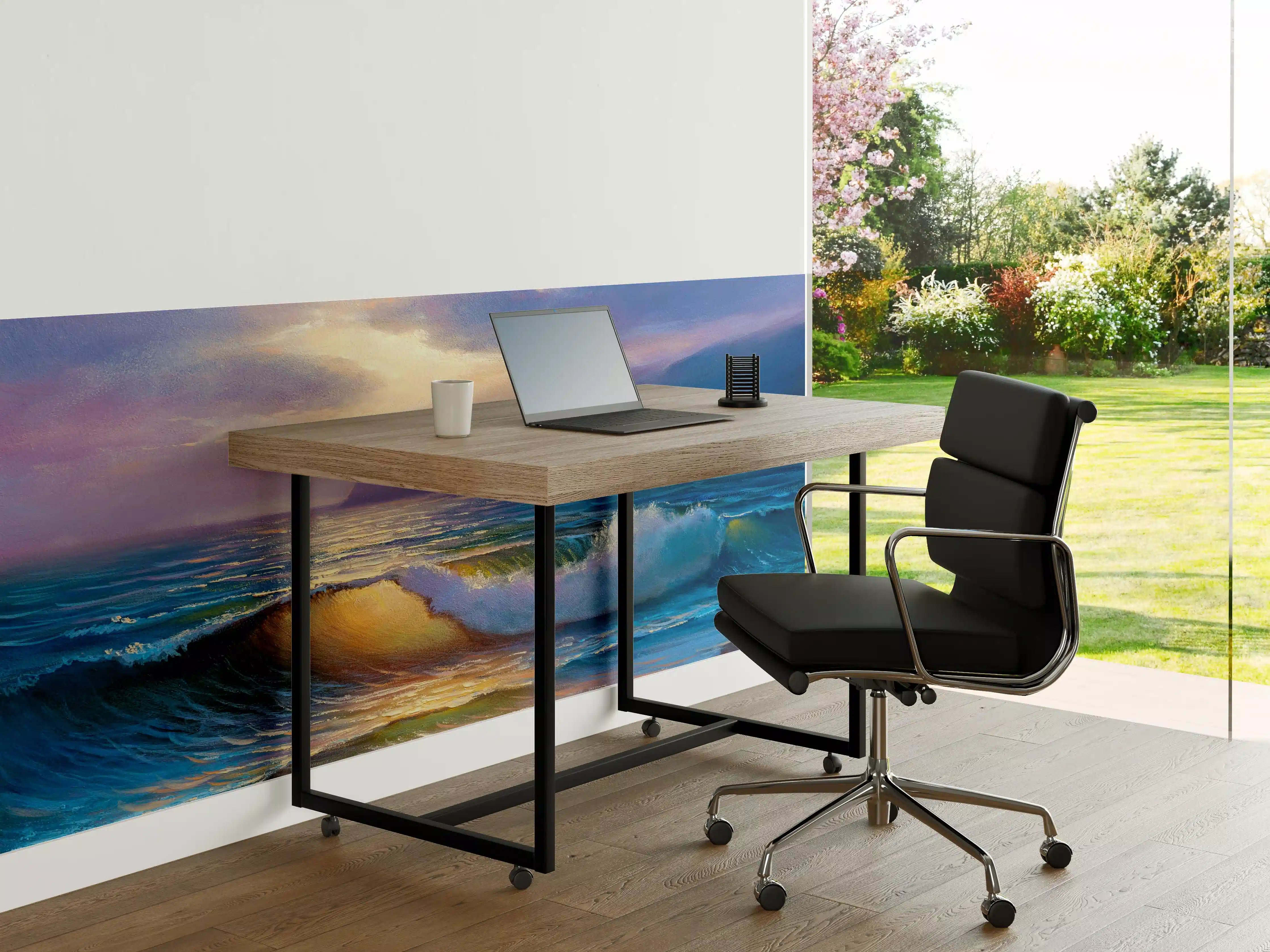 Büro Wandgestaltung - Meereswelle am Strand bei Sonnenuntergang