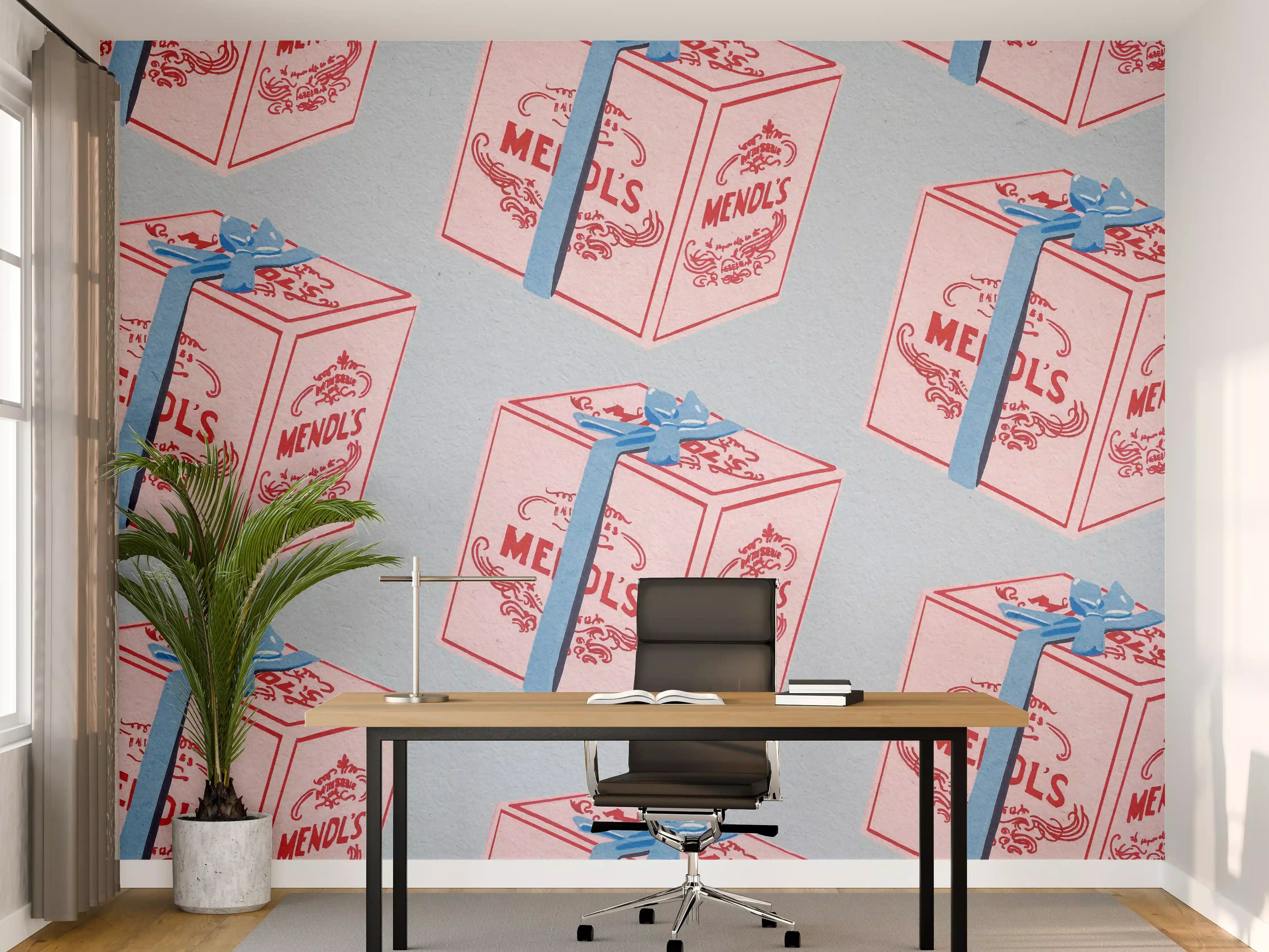 Büro Wandgestaltung - Mendl's Vintage Box Muster