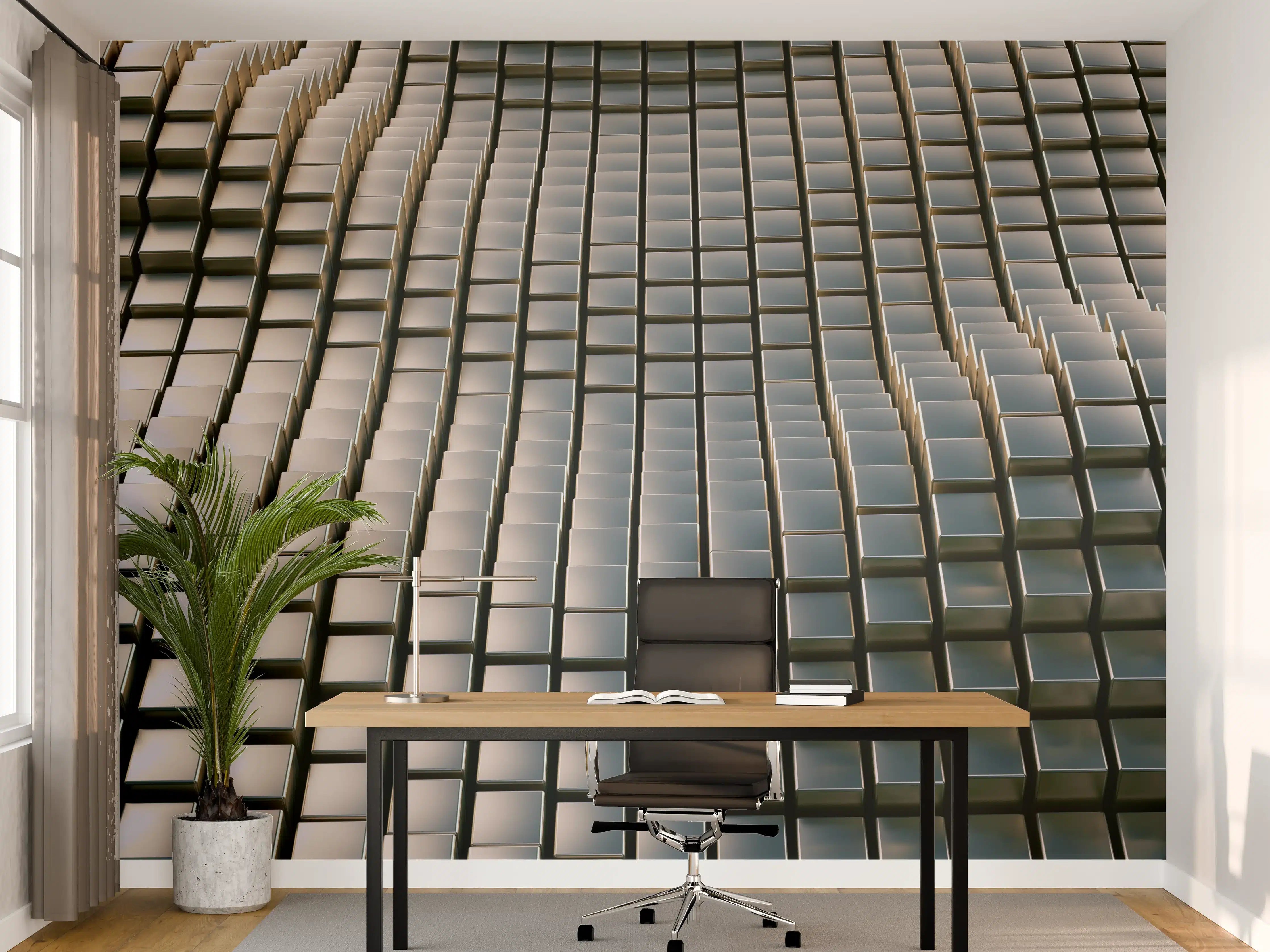 Büro Wandgestaltung - Metall Wellen Hintergrund