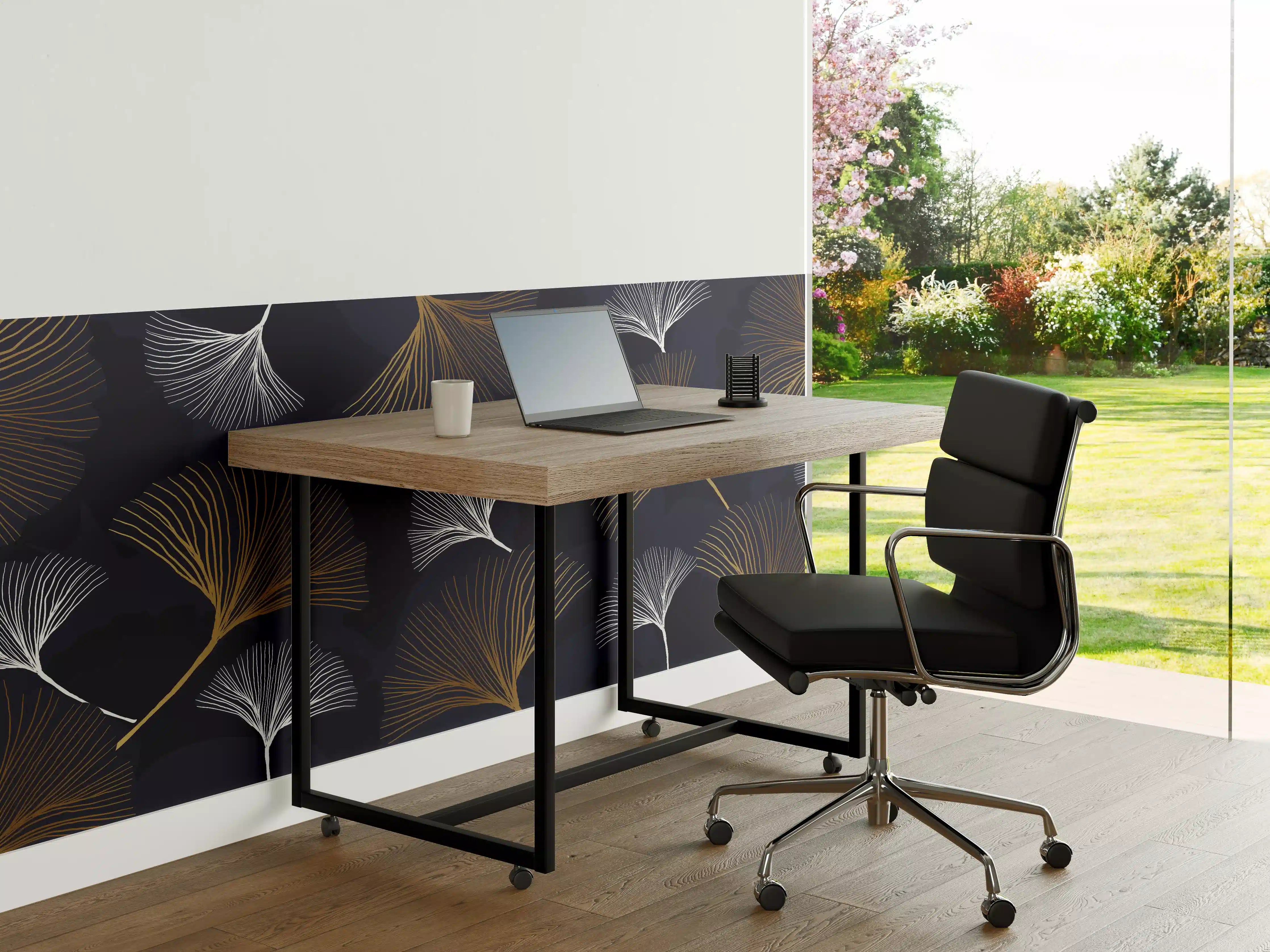 Büro Wandgestaltung - Metallischer Farn-Musterdruck