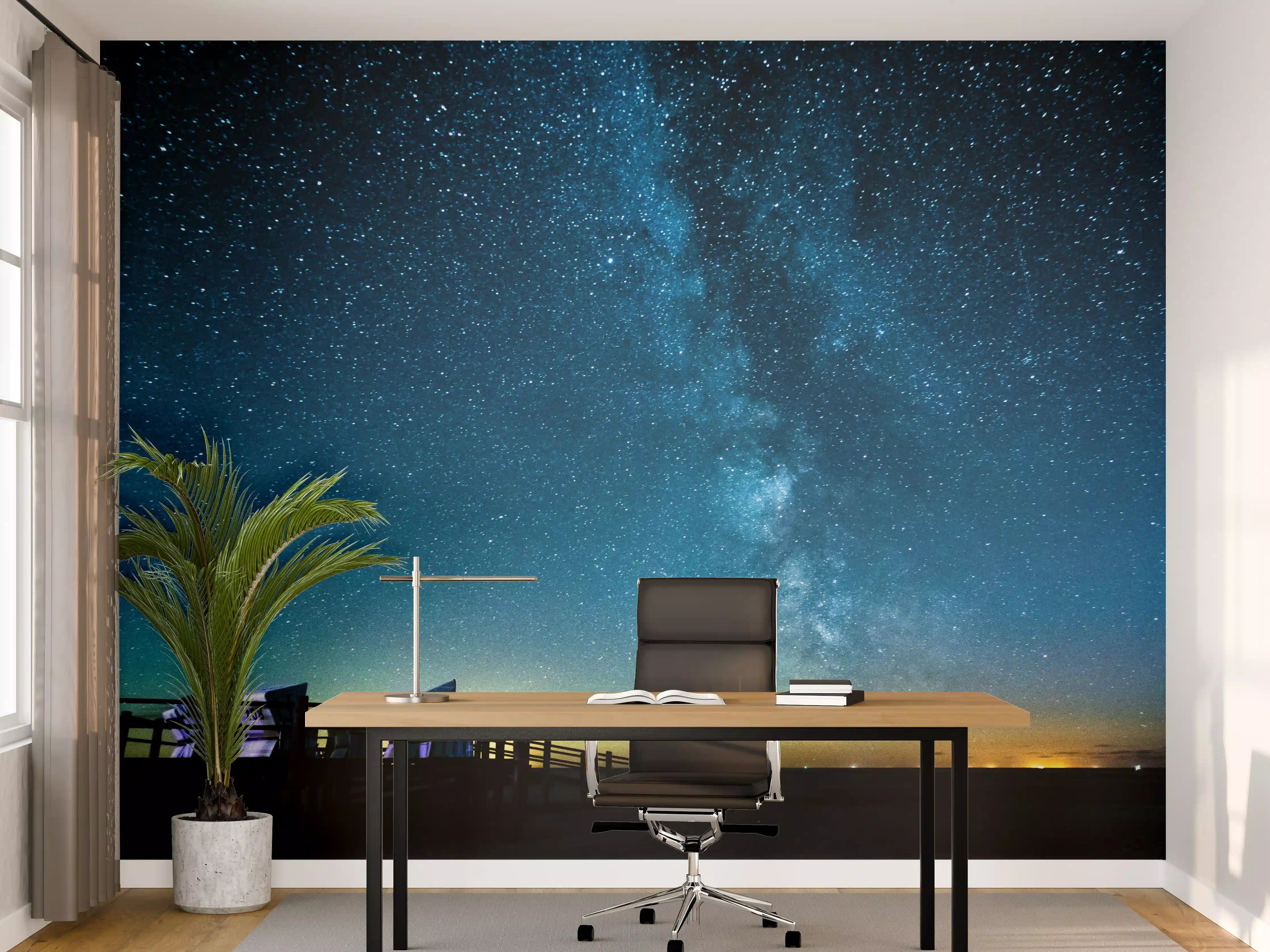 Büro Wandgestaltung - Milchstraße bei Nacht über der Nordsee