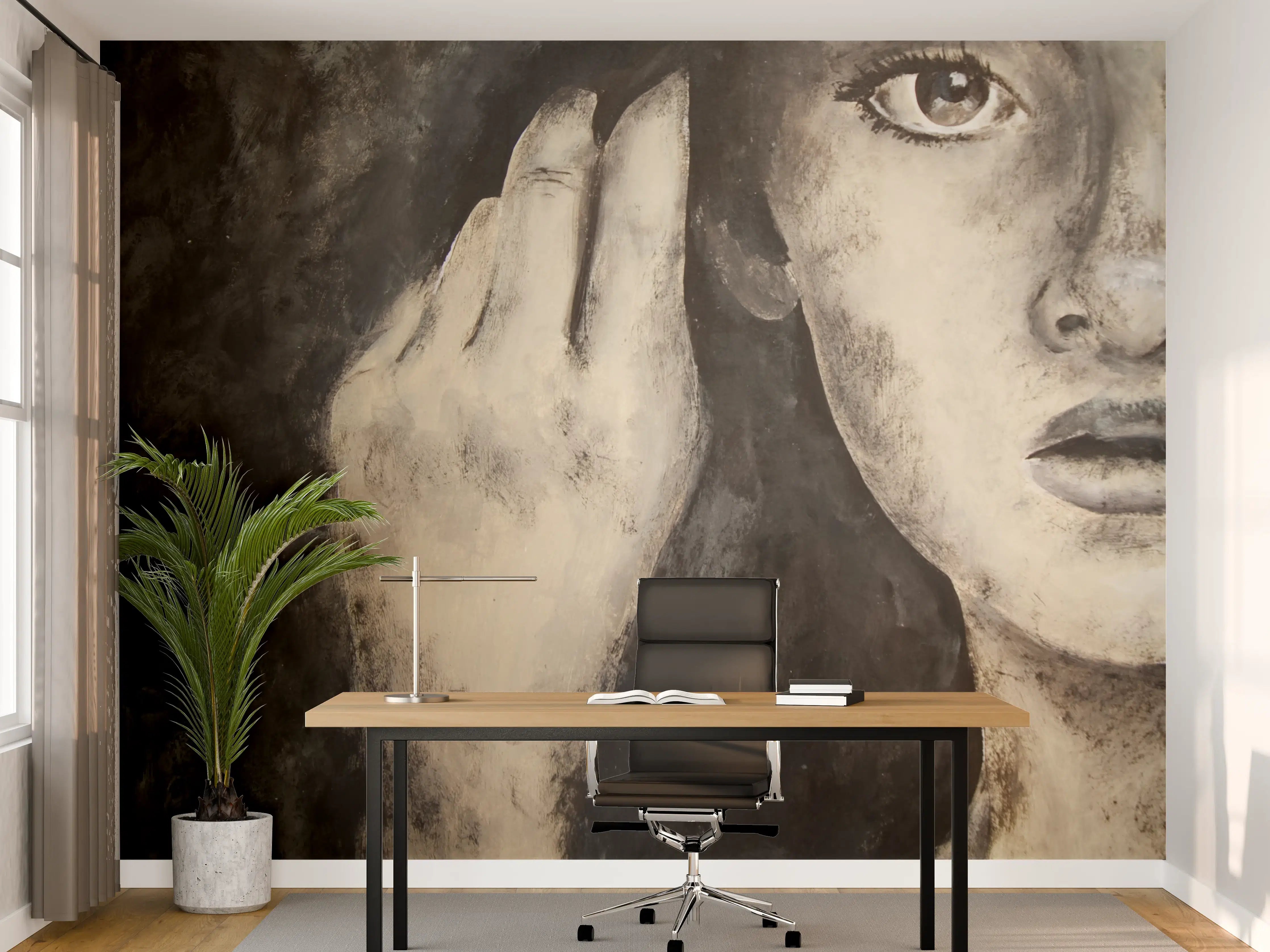 Büro Wandgestaltung - Minimal Fischmuster Blau