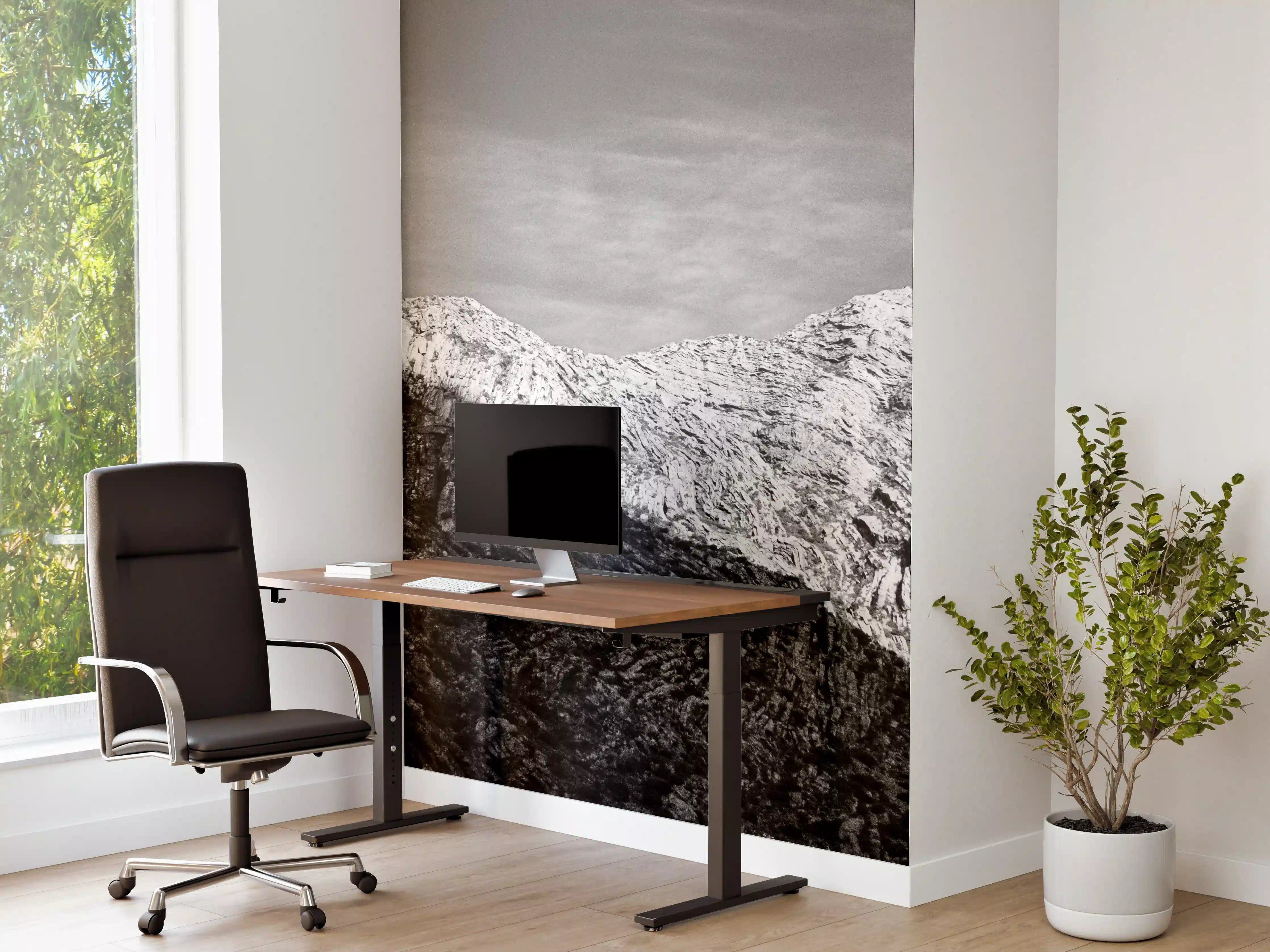 Büro Wandgestaltung - Minimal Schwarz-Weiß Gebirge