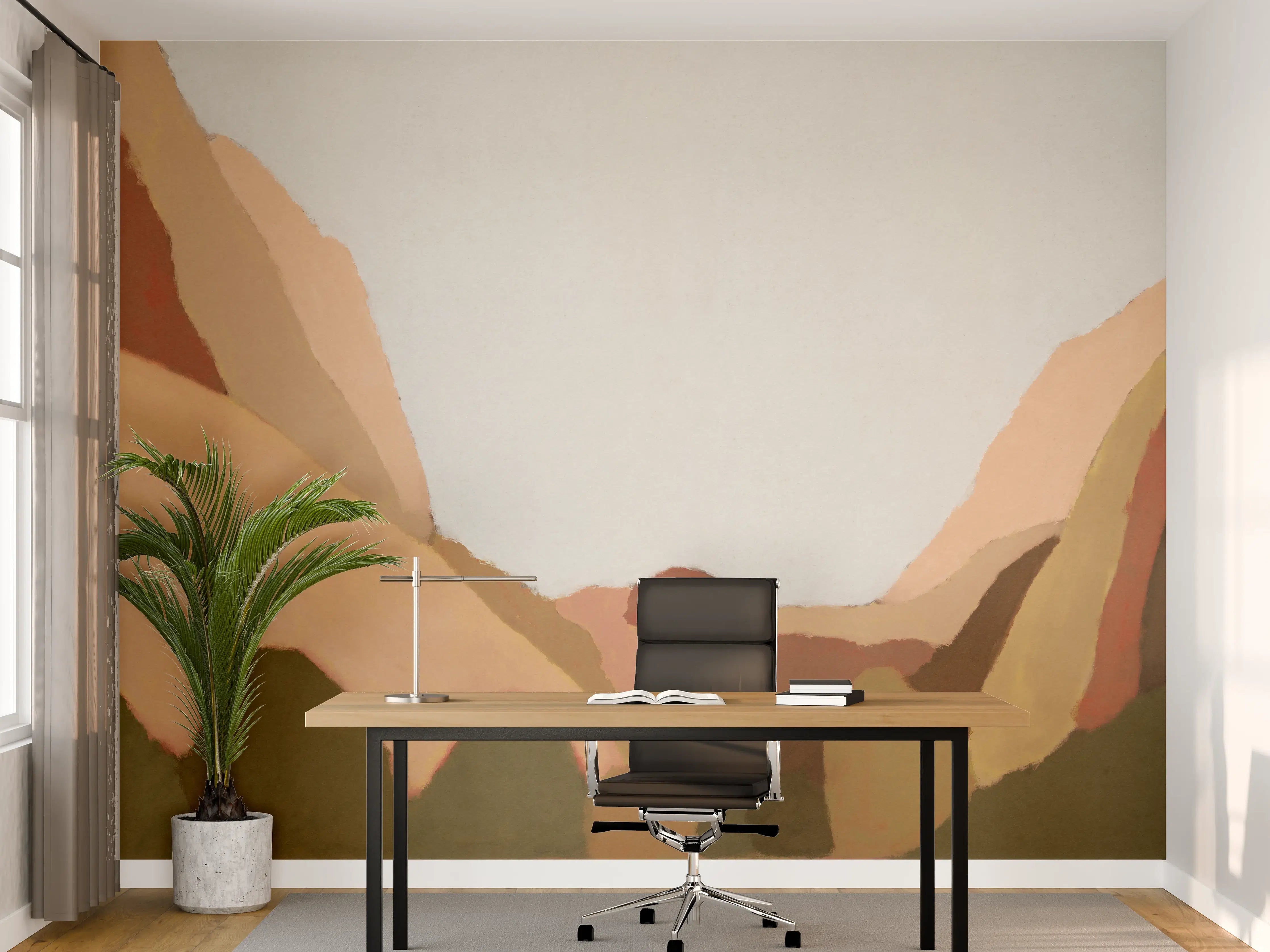 Büro Wandgestaltung - Minimalistische Berge Naturillustration