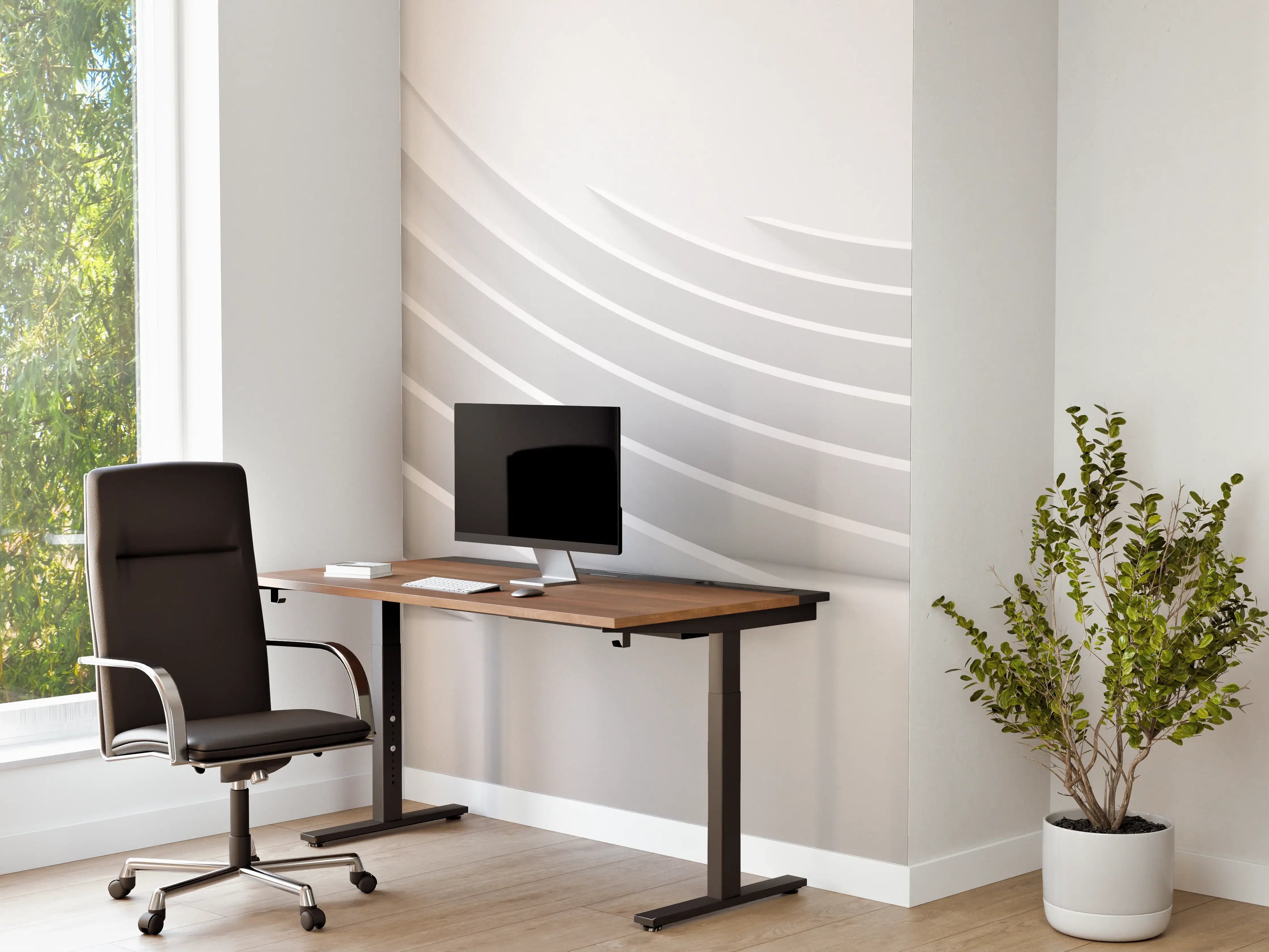 Büro Wandgestaltung - Minimalistische Weiß-Grau Welle