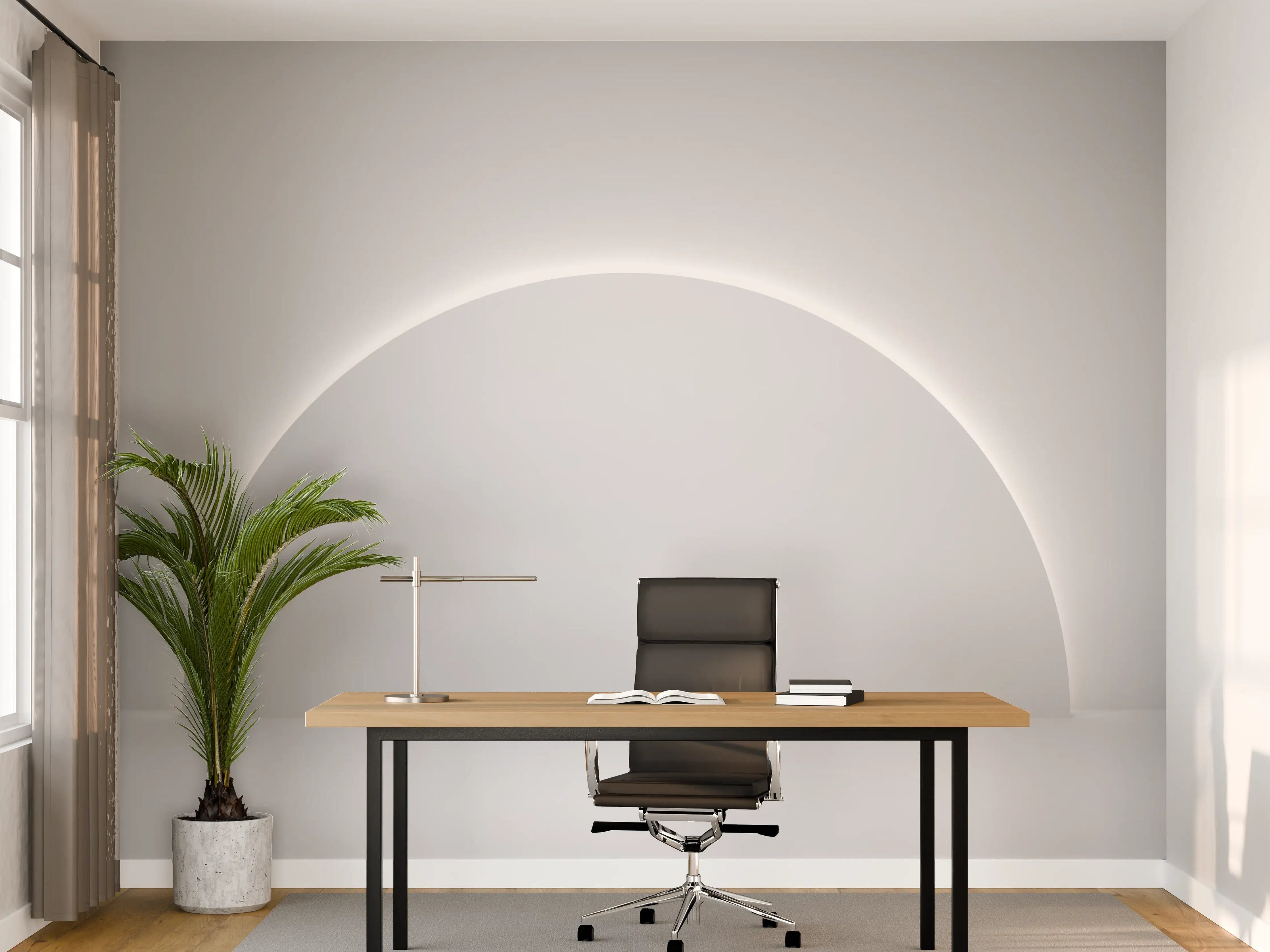 Büro Wandgestaltung - Minimalistischer Weiß-Grauer Sockel