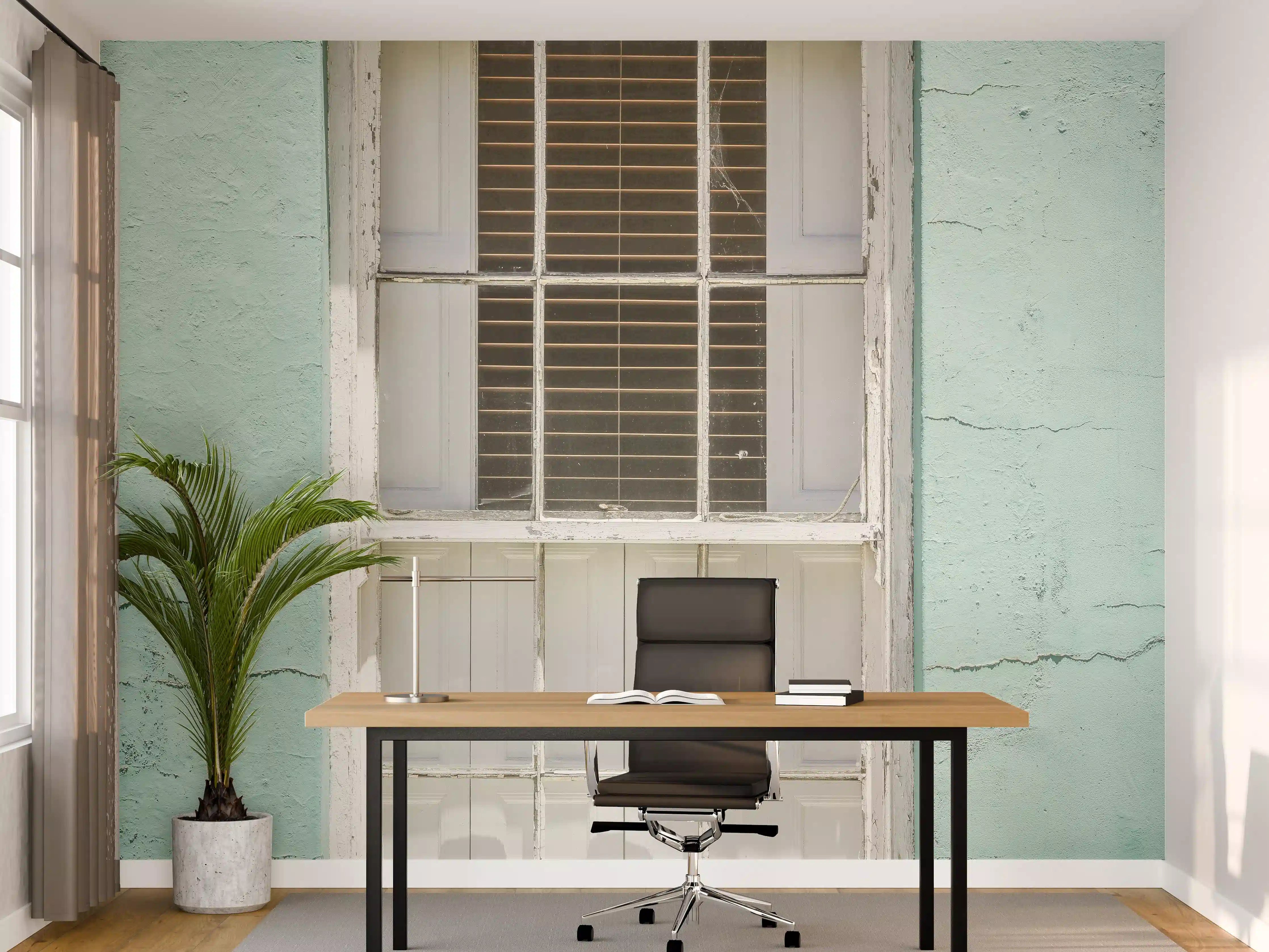 Büro Wandgestaltung - Mintfarbenes Fassadenfenster