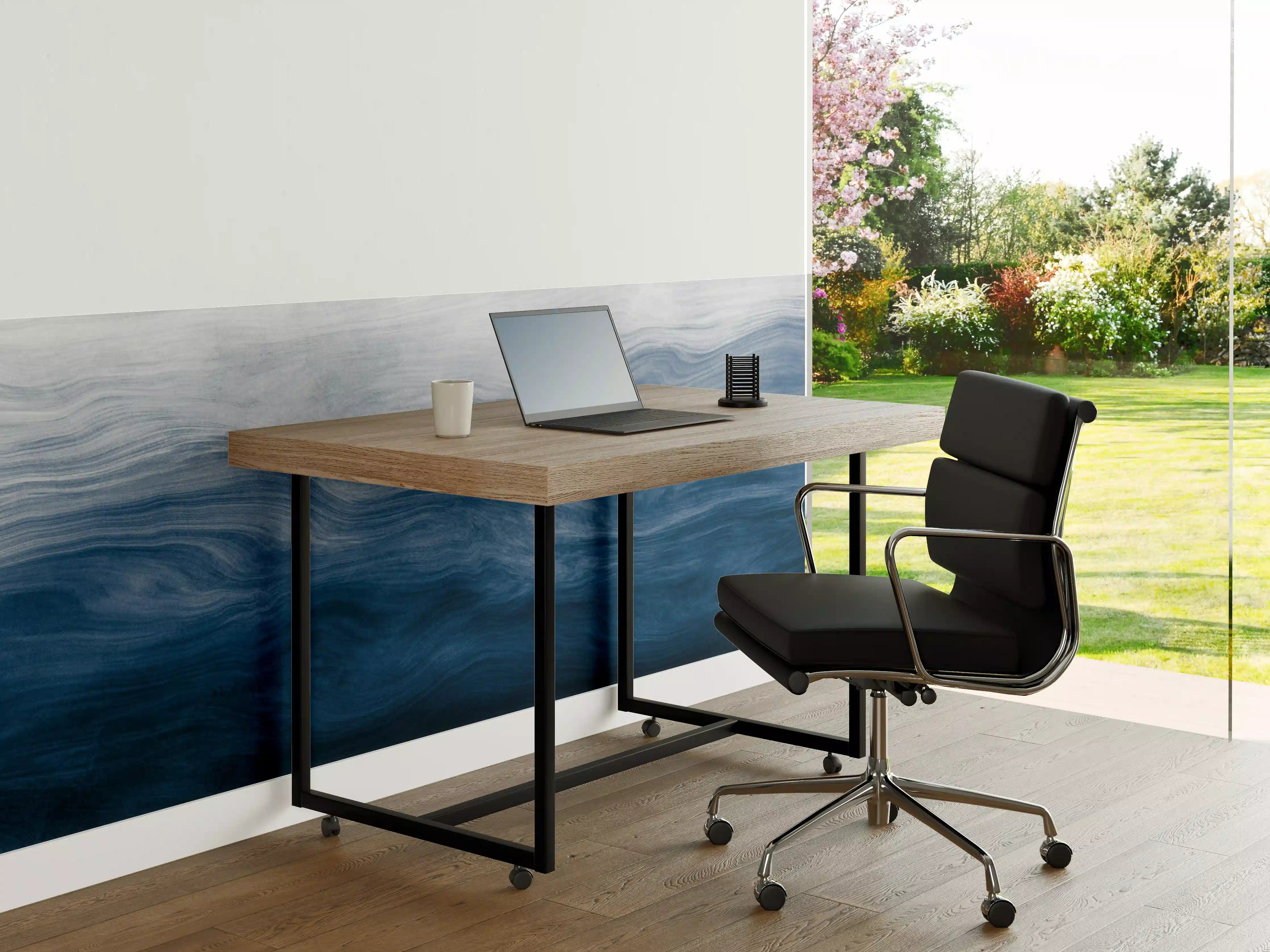 Büro Wandgestaltung - Moderne Abstrakte Blautöne Wellenstruktur