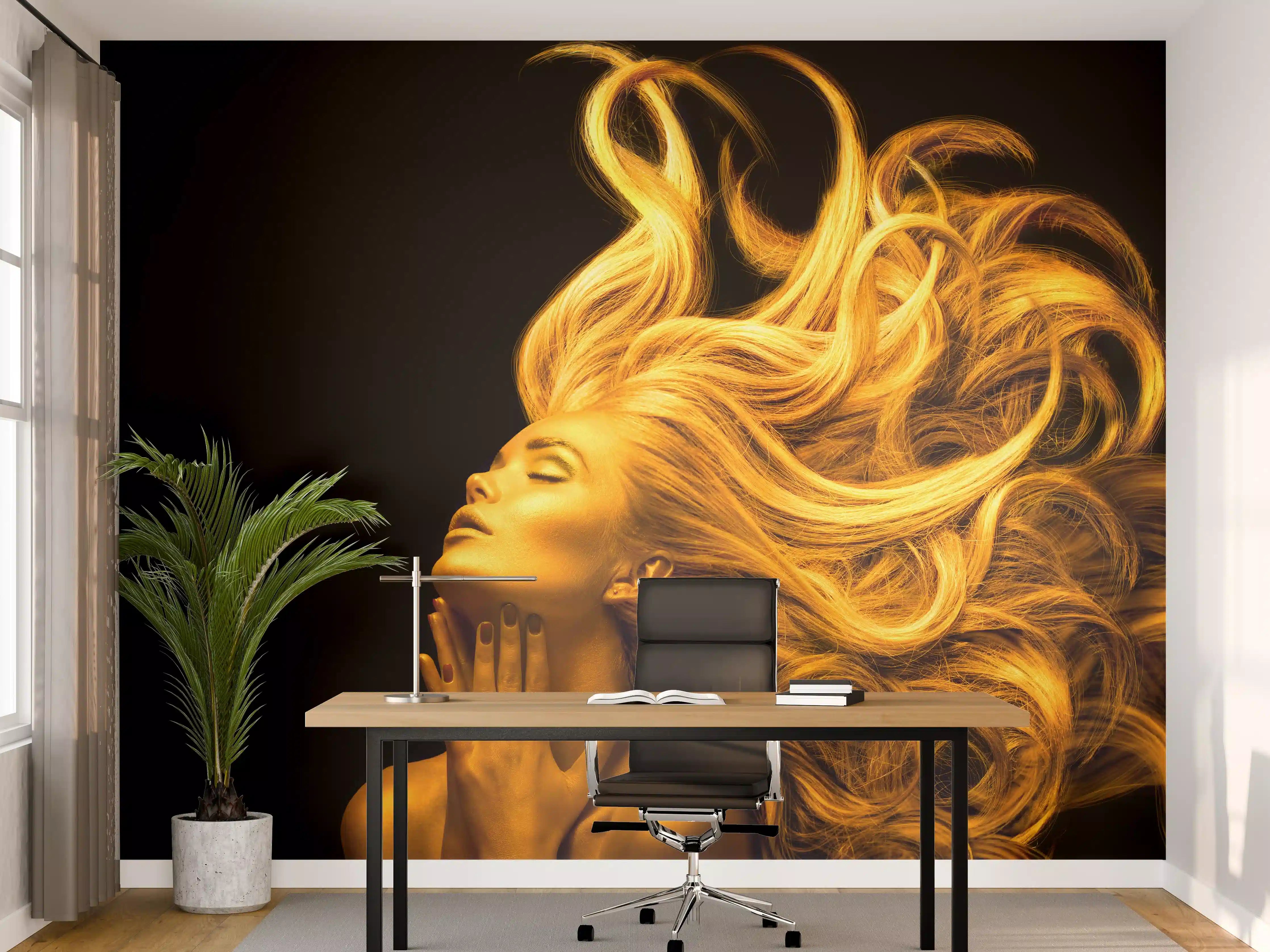 Büro Wandgestaltung - Moderne Darstellung einer vergoldeten Frau
