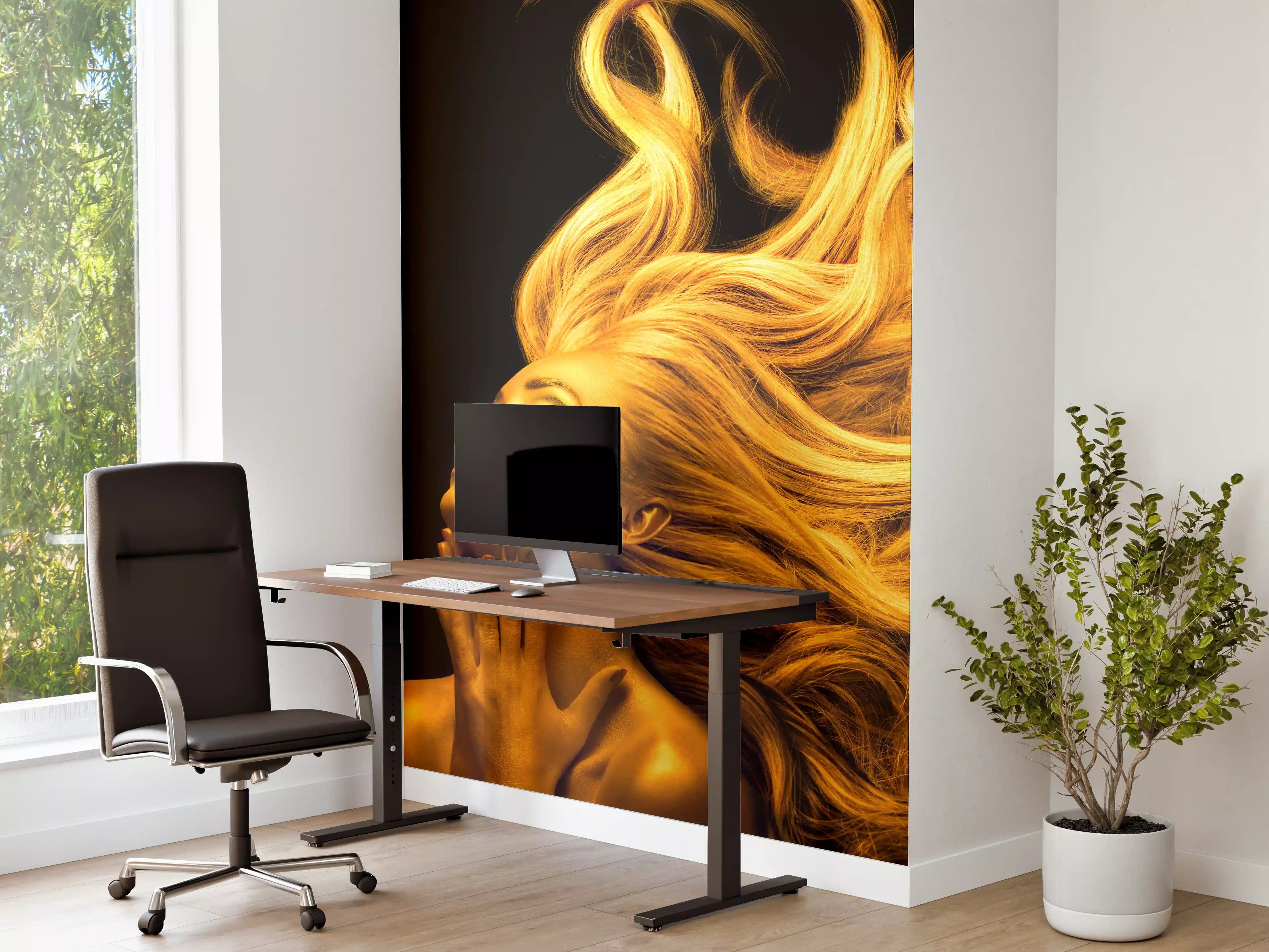 Büro Wandgestaltung - Moderne Darstellung einer vergoldeten Frau