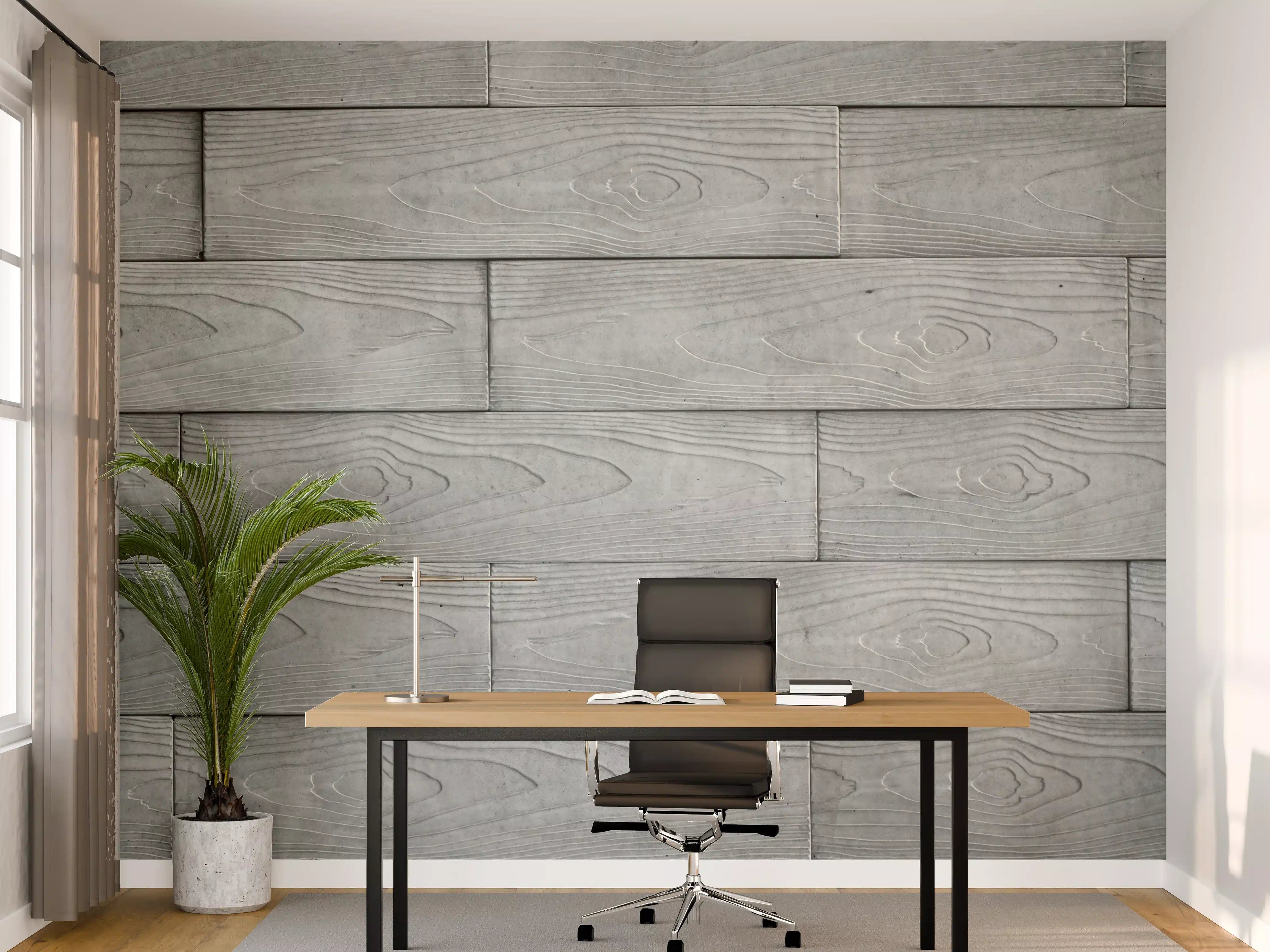 Büro Wandgestaltung - Moderne Grau-Weiße Holztextur