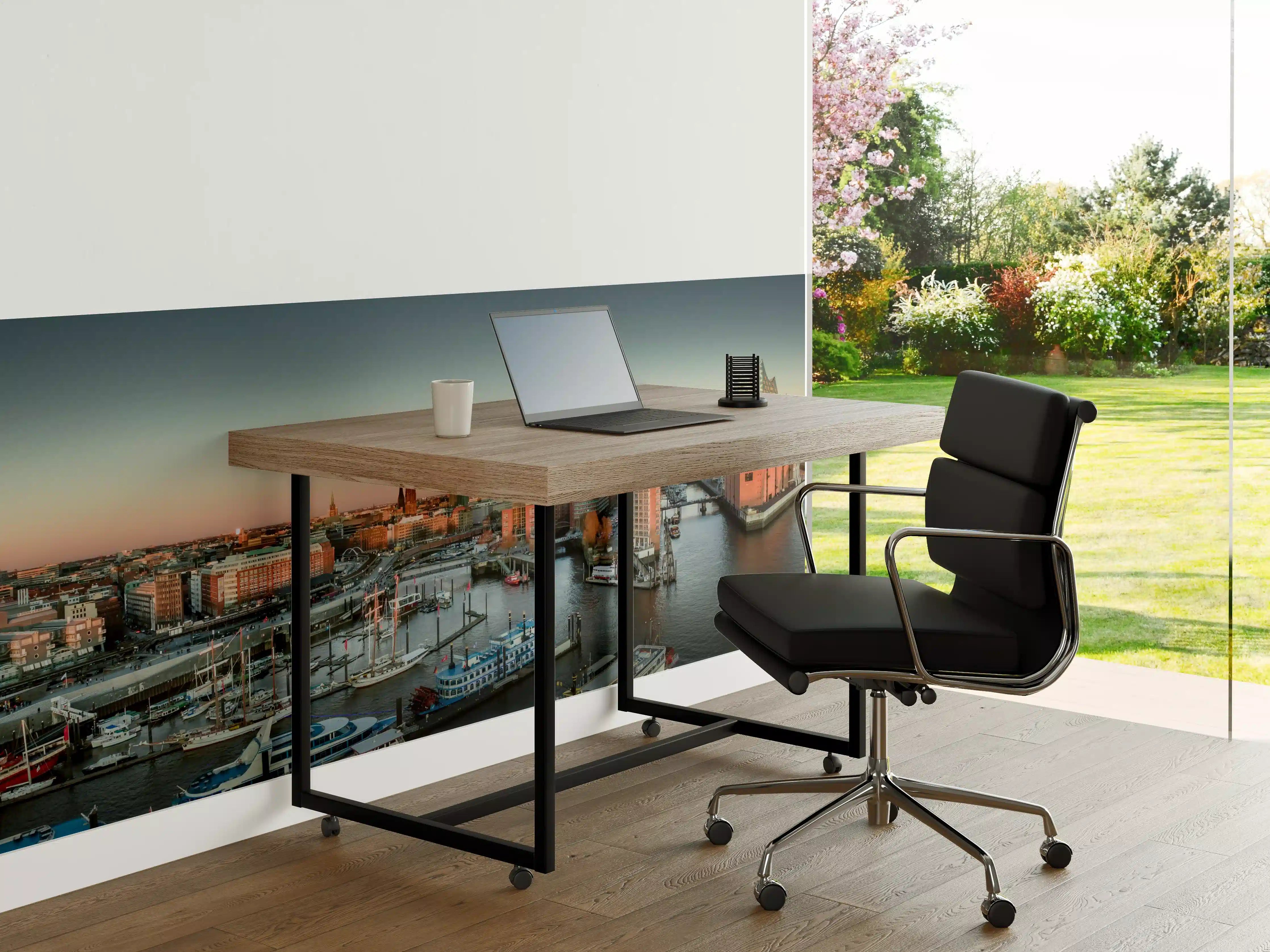 Büro Wandgestaltung - Moderne Hafenstadt bei Sonnenuntergang