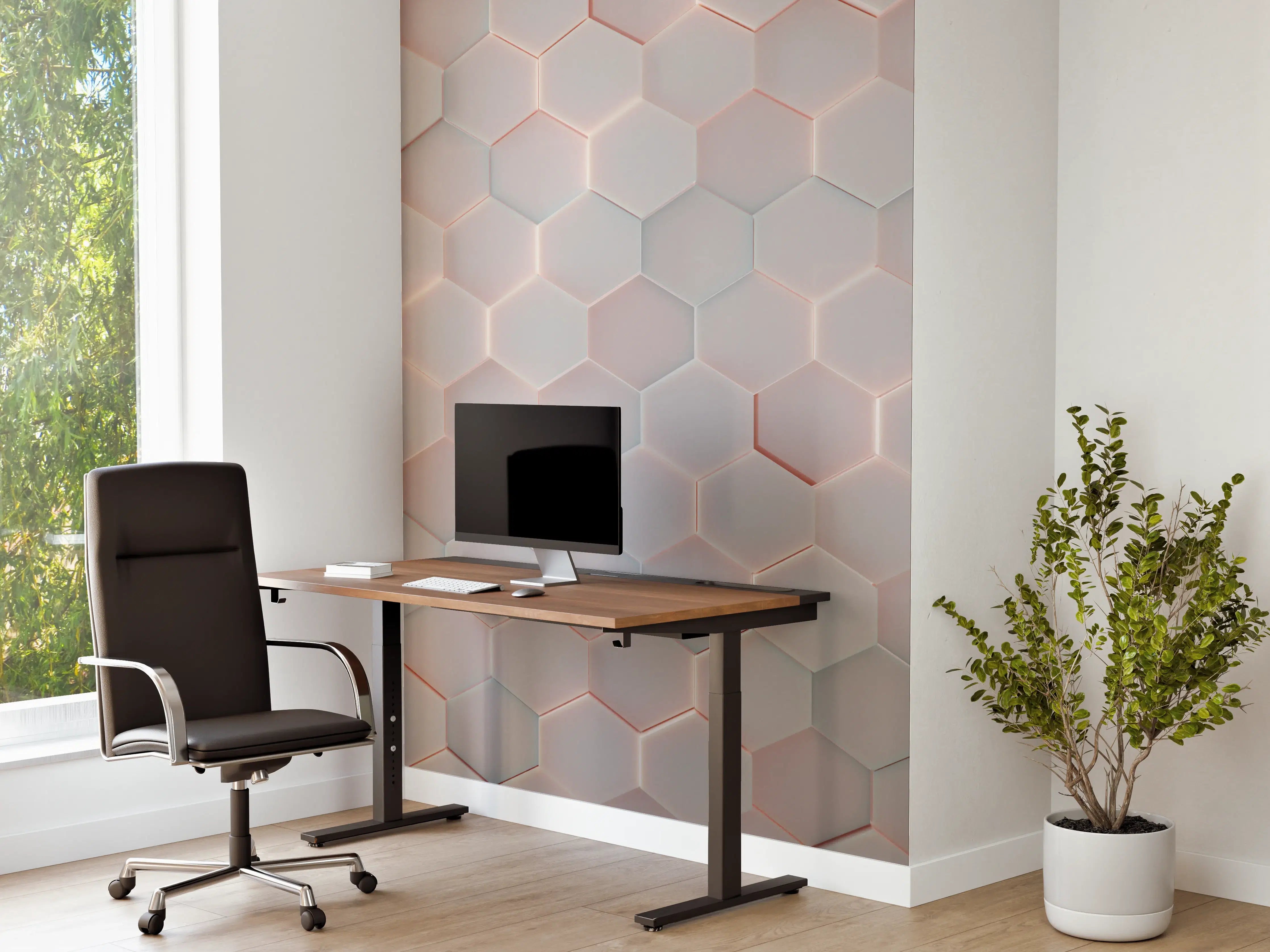 Büro Wandgestaltung - Moderne Hexagon-Wandgestaltung in Pastellfarben