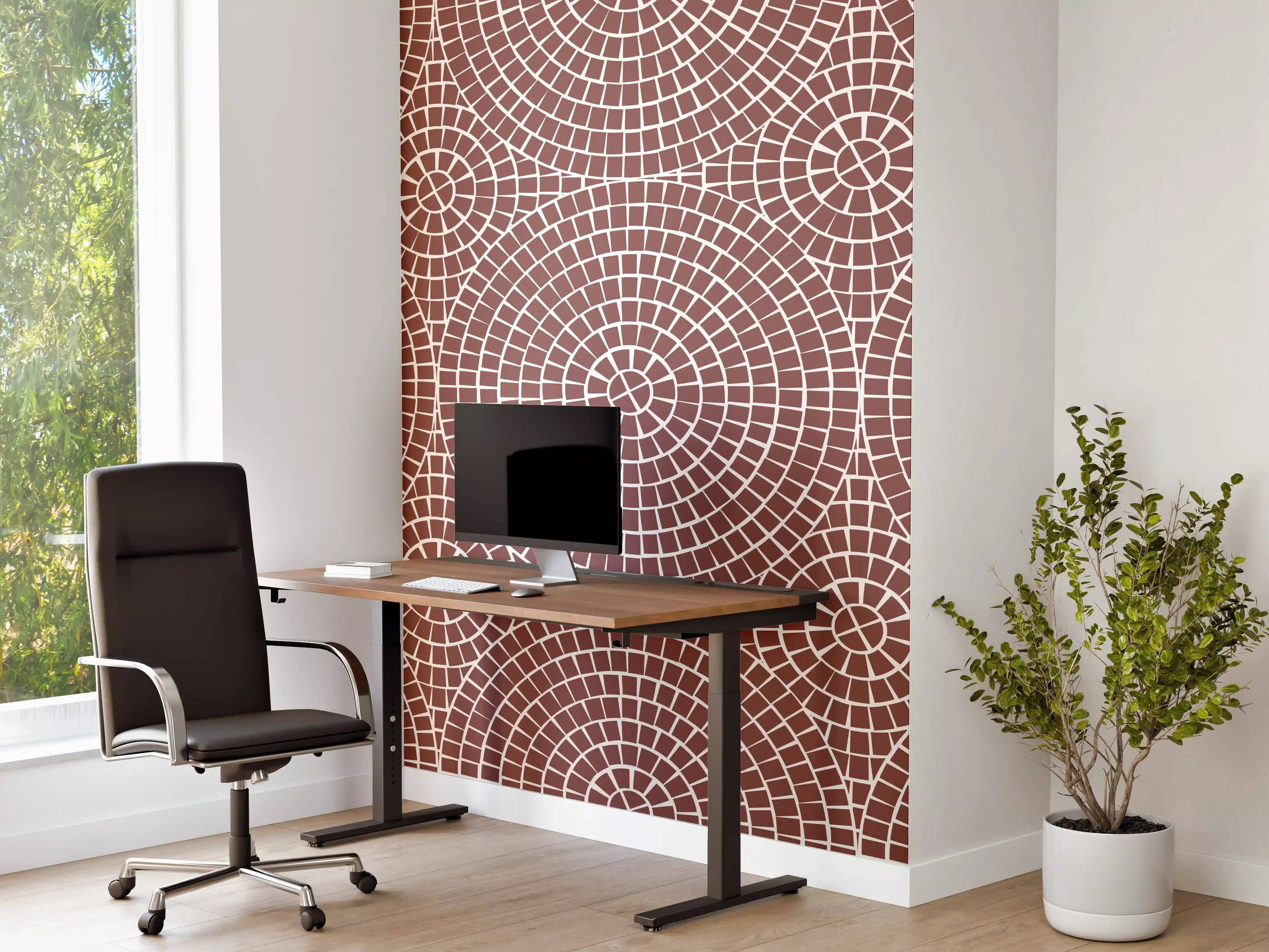 Büro Wandgestaltung - Moderne Mosaik-Muster in Braun