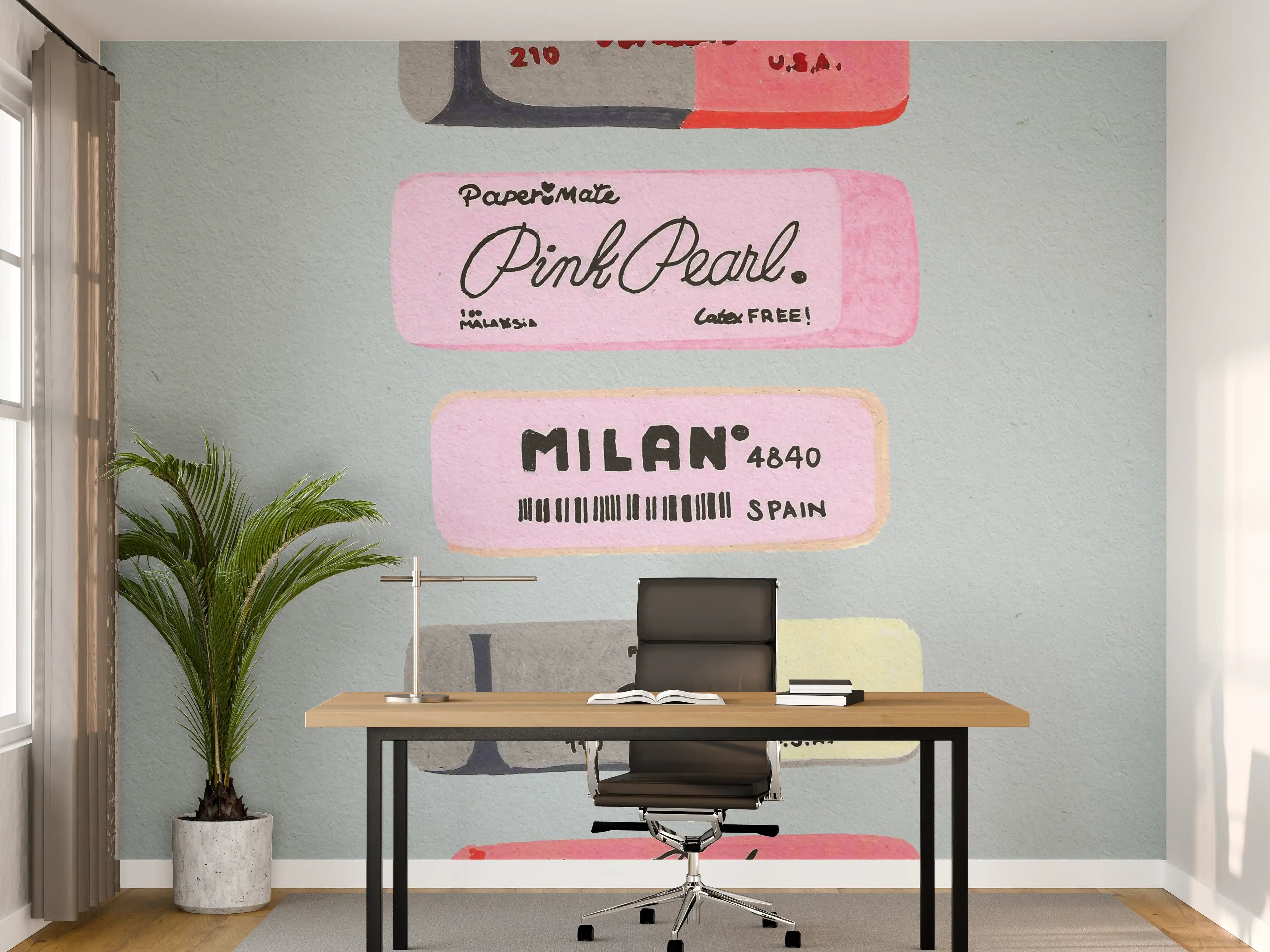 Büro Wandgestaltung - Moderne Radiergummis - Pastellfarben