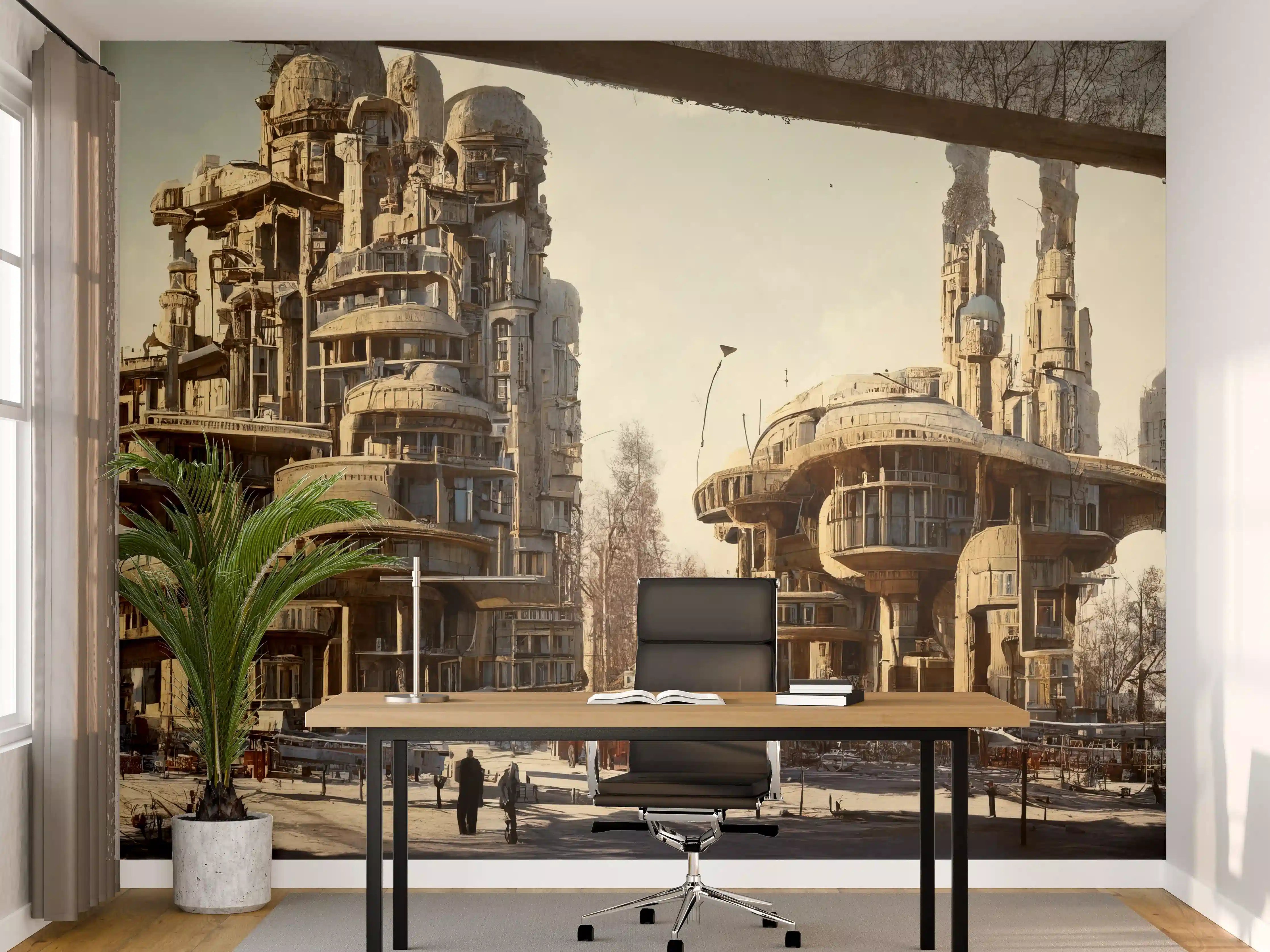 Büro Wandgestaltung - Moderne Stadt in der Zukunft