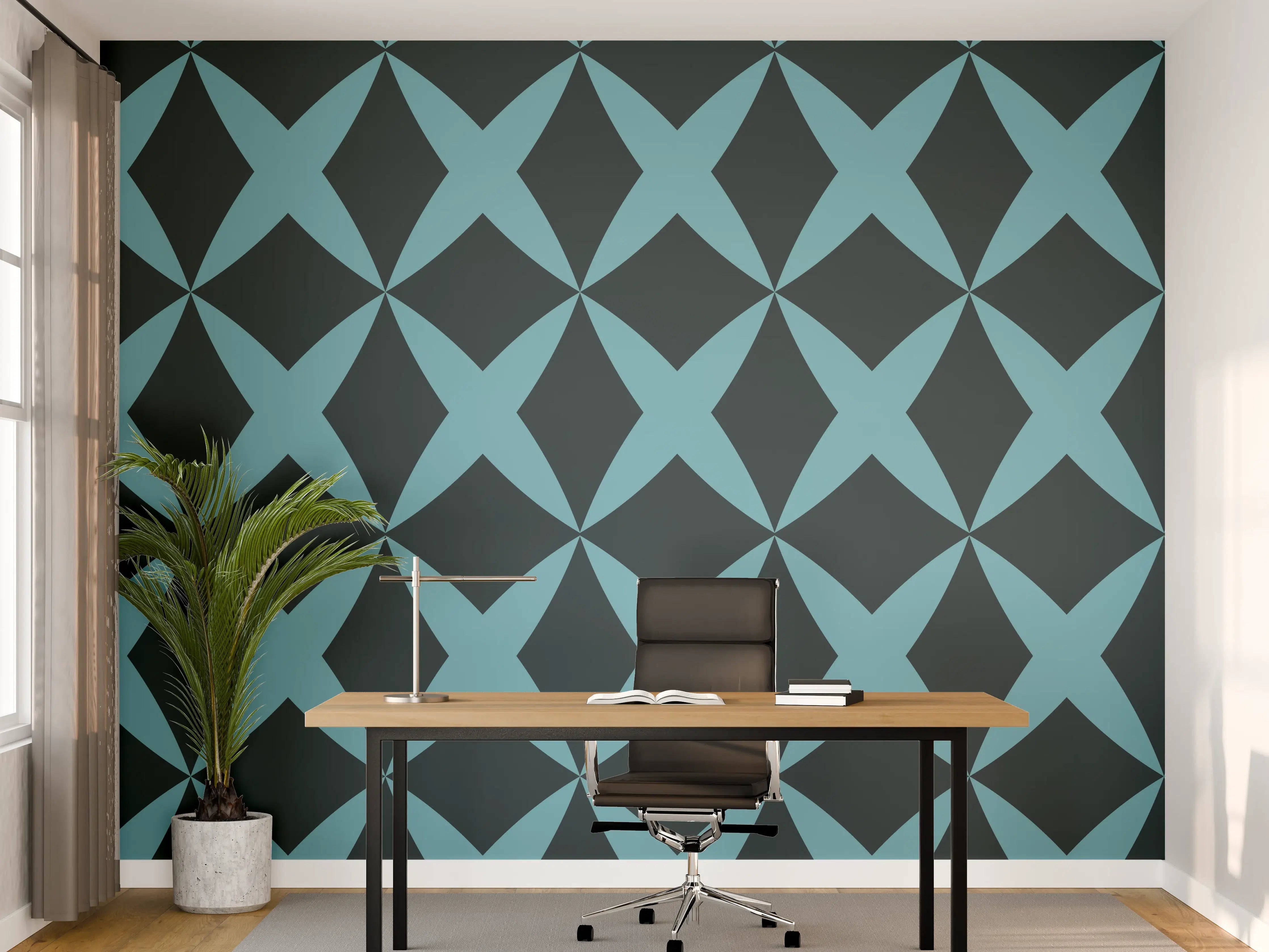 Büro Wandgestaltung - Moderne Türkis-Graphik Muster