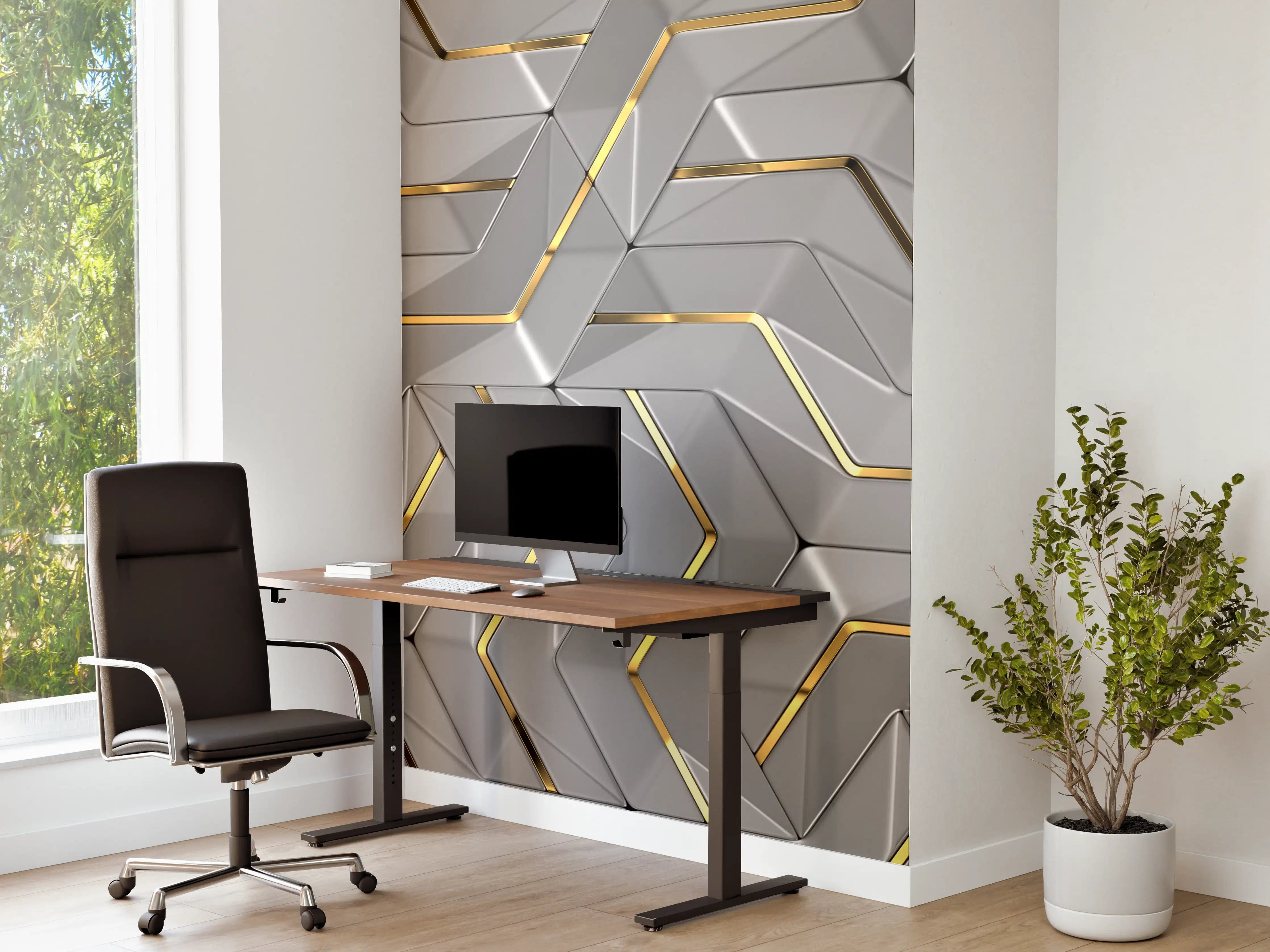Büro Wandgestaltung - Moderne Wandtextur - Gold Akzente