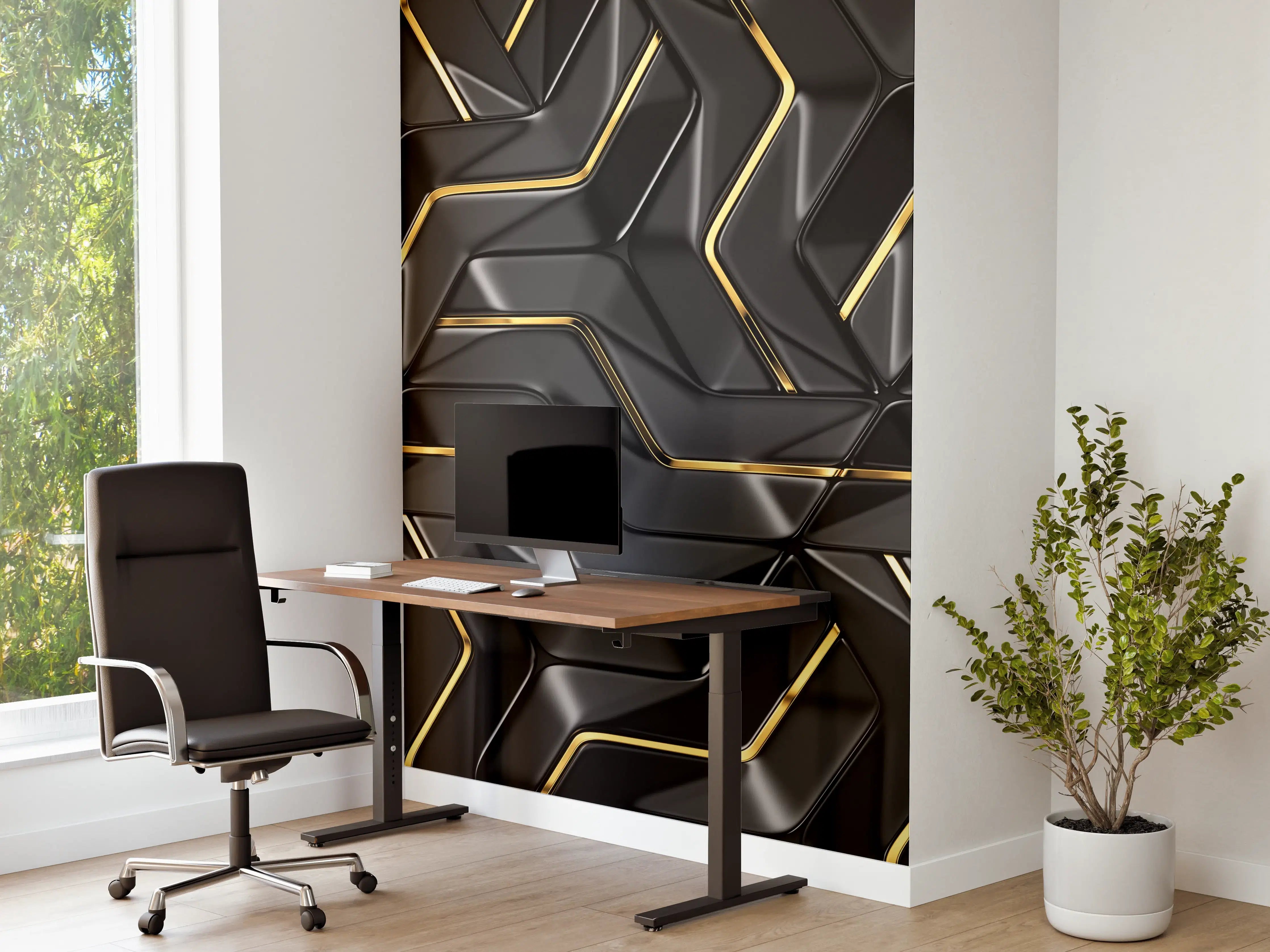 Büro Wandgestaltung - Moderne Wandtextur - schwarz-gold