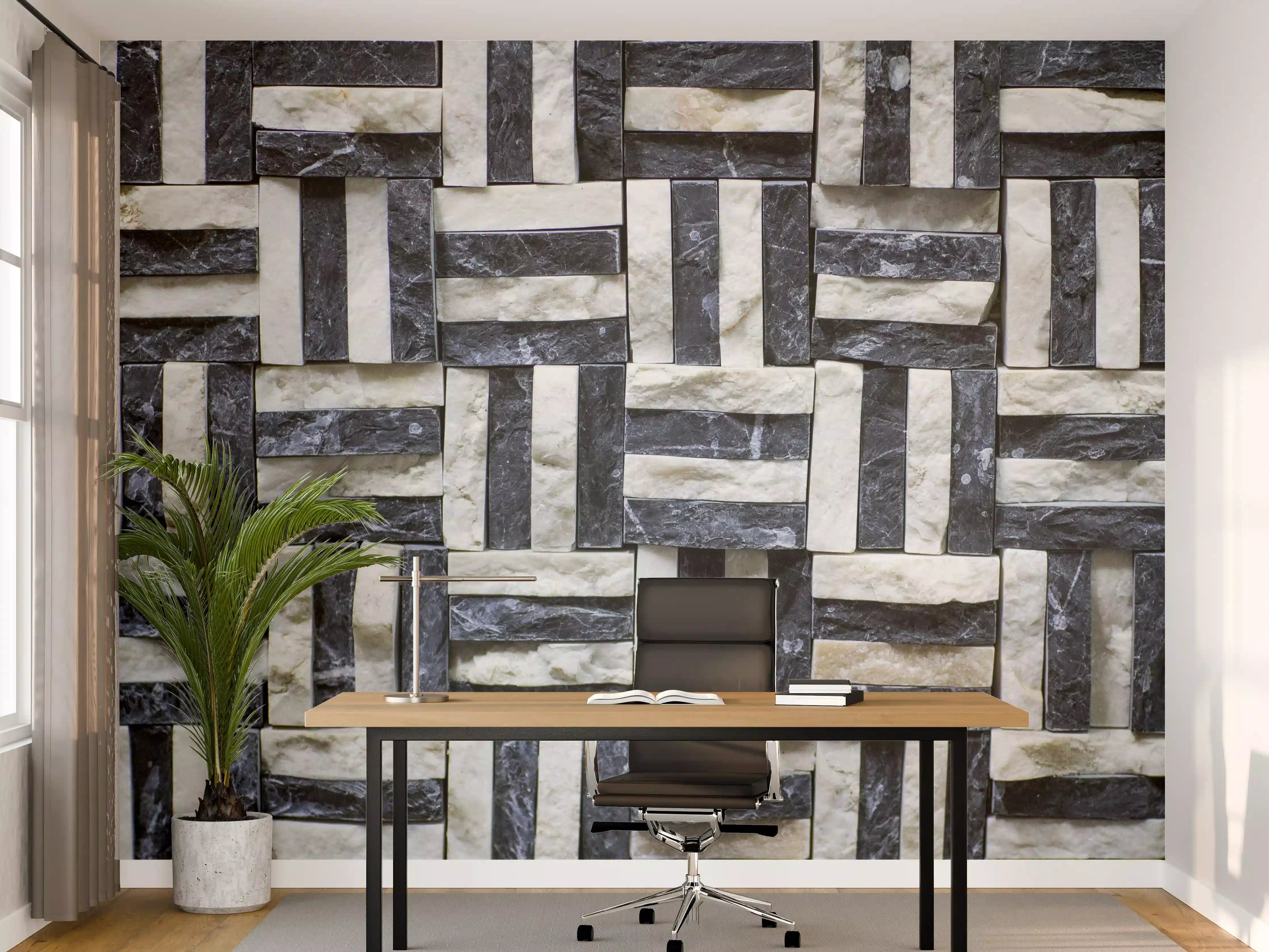 Büro Wandgestaltung - Moderne Wandverkleidung in Schieferoptik