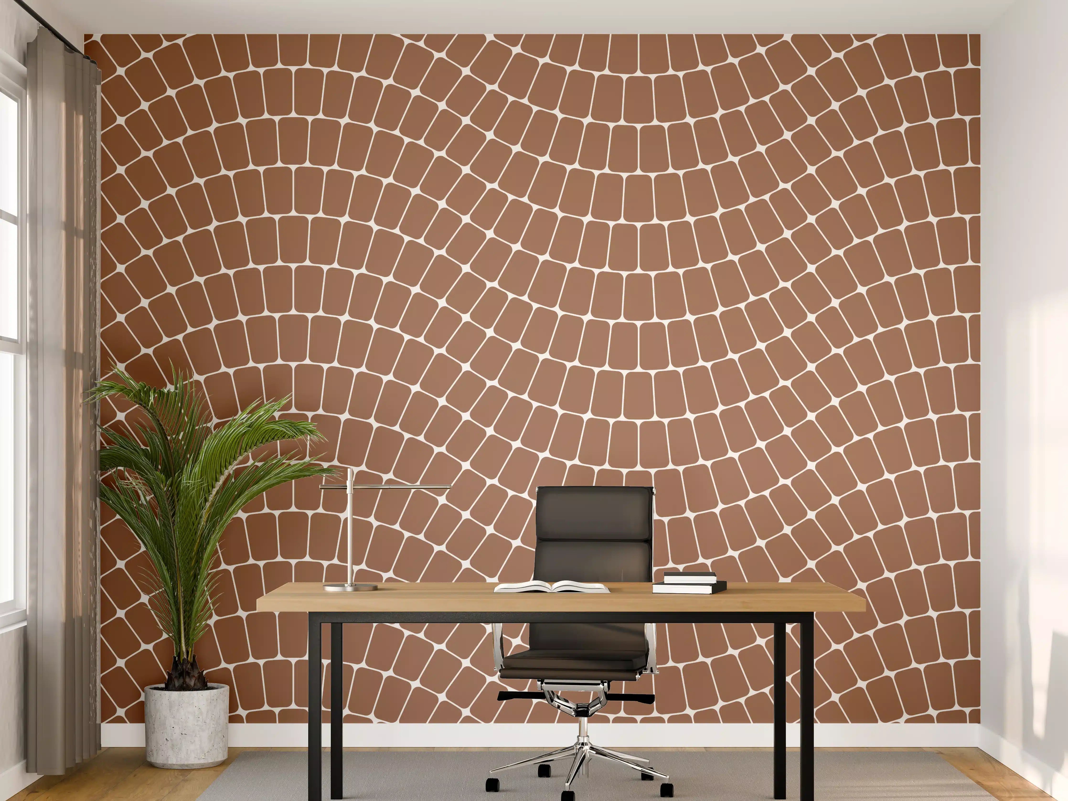 Büro Wandgestaltung - Moderne Wellenmuster in Braun
