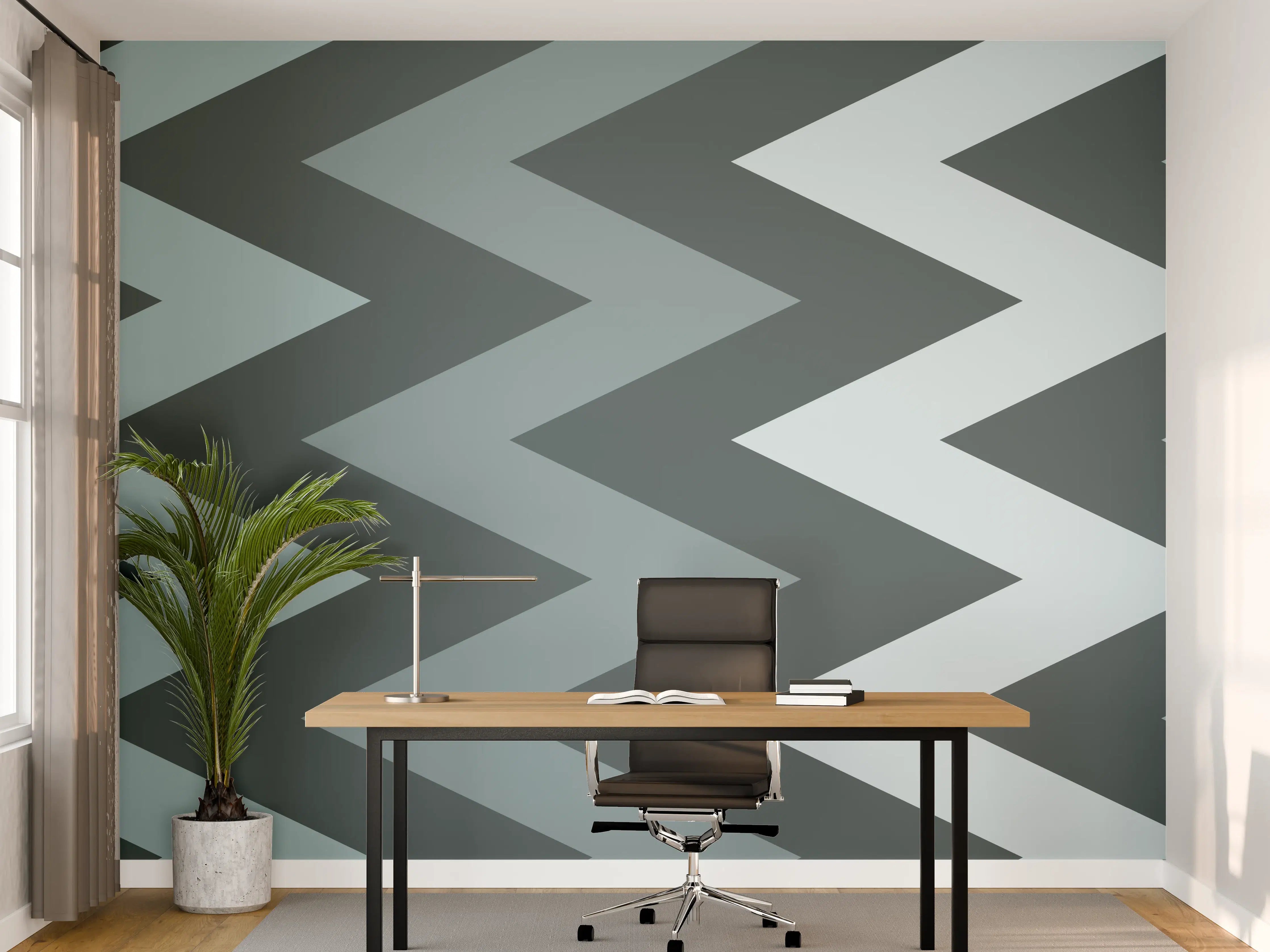 Büro Wandgestaltung - Moderne ZigZag-Pattern mit Grautönen