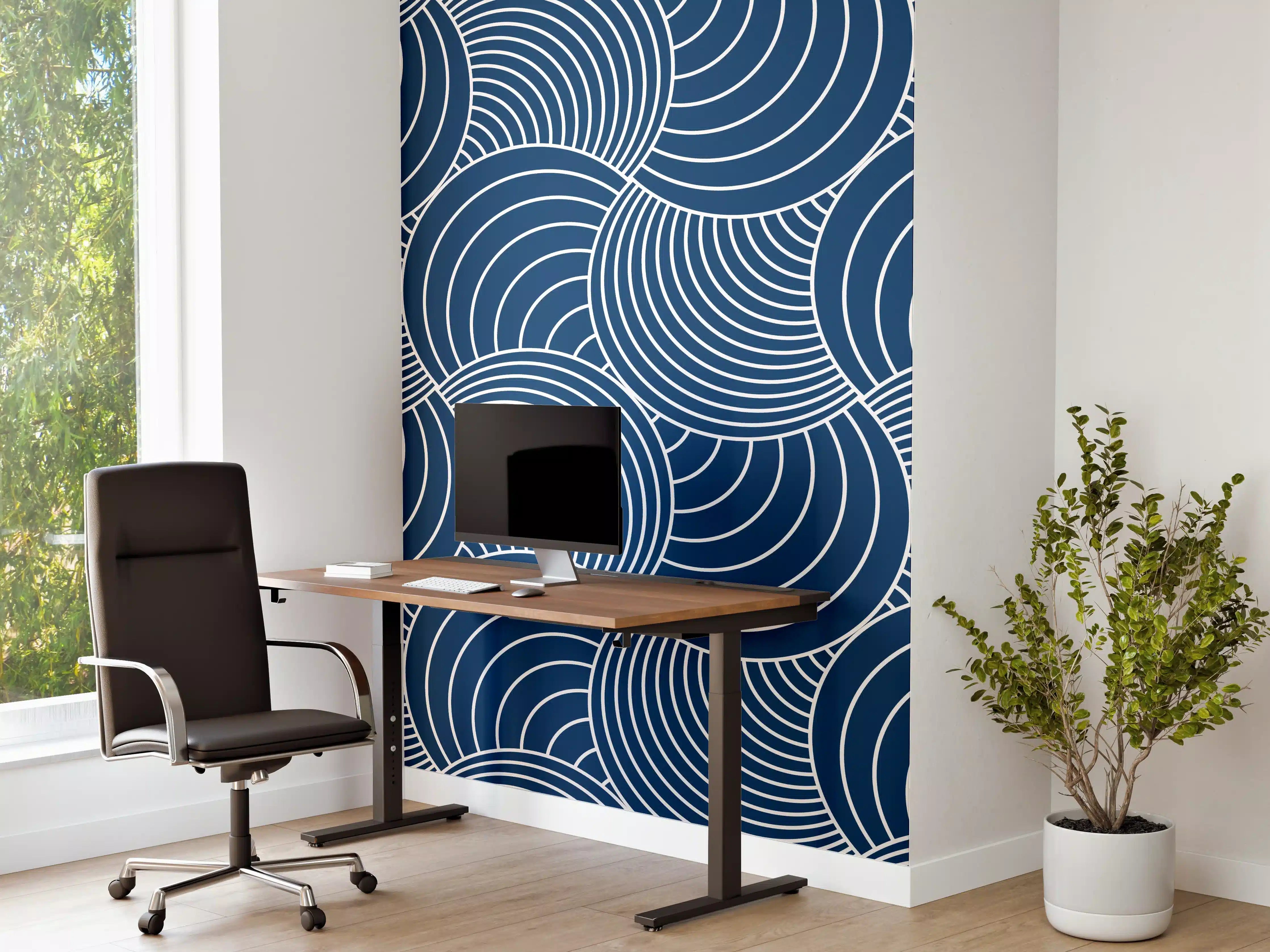 Büro Wandgestaltung - Moderne blaue Wellen