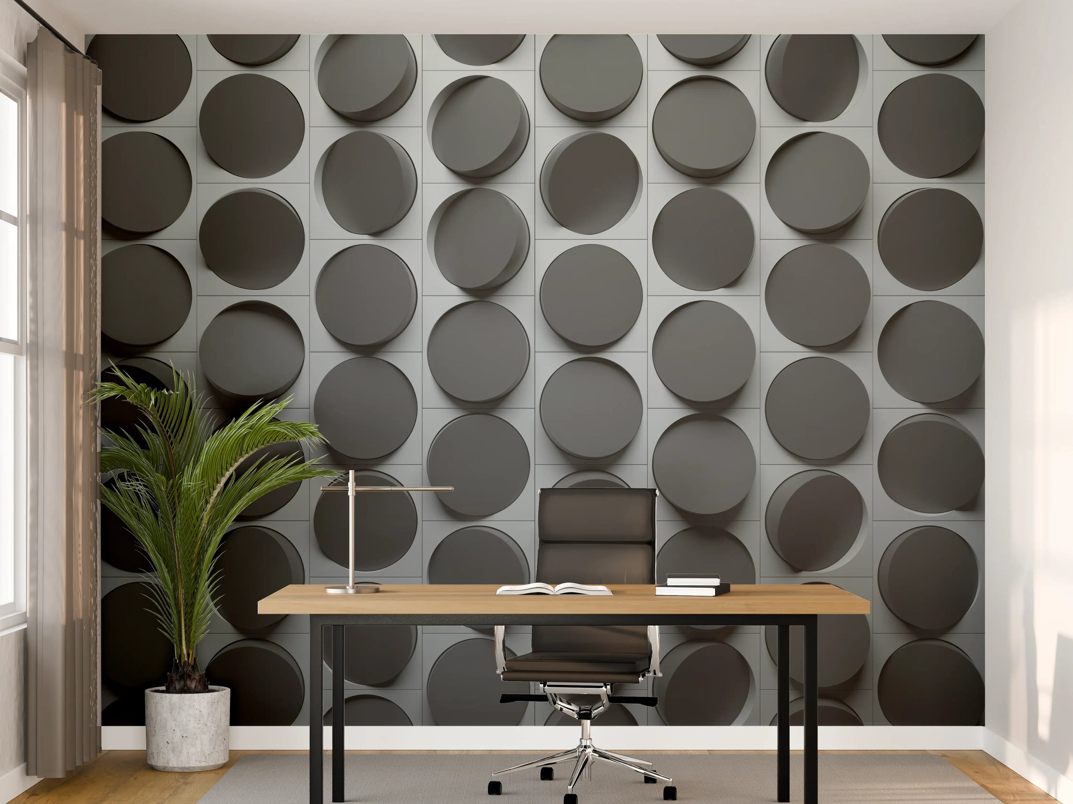 Büro Wandgestaltung - Moderne graue Button-Oberfläche