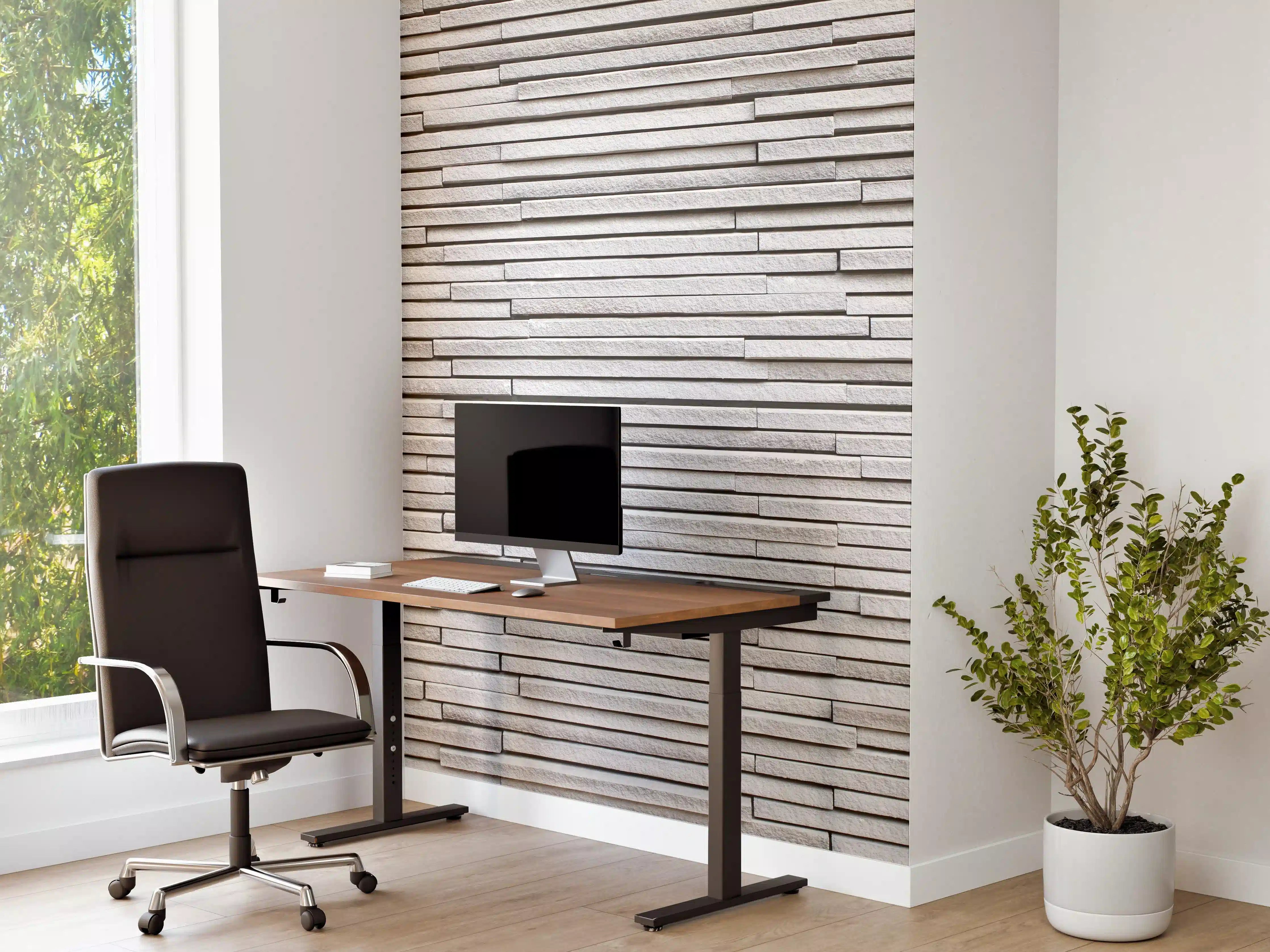 Büro Wandgestaltung - Moderne helle Steinwand