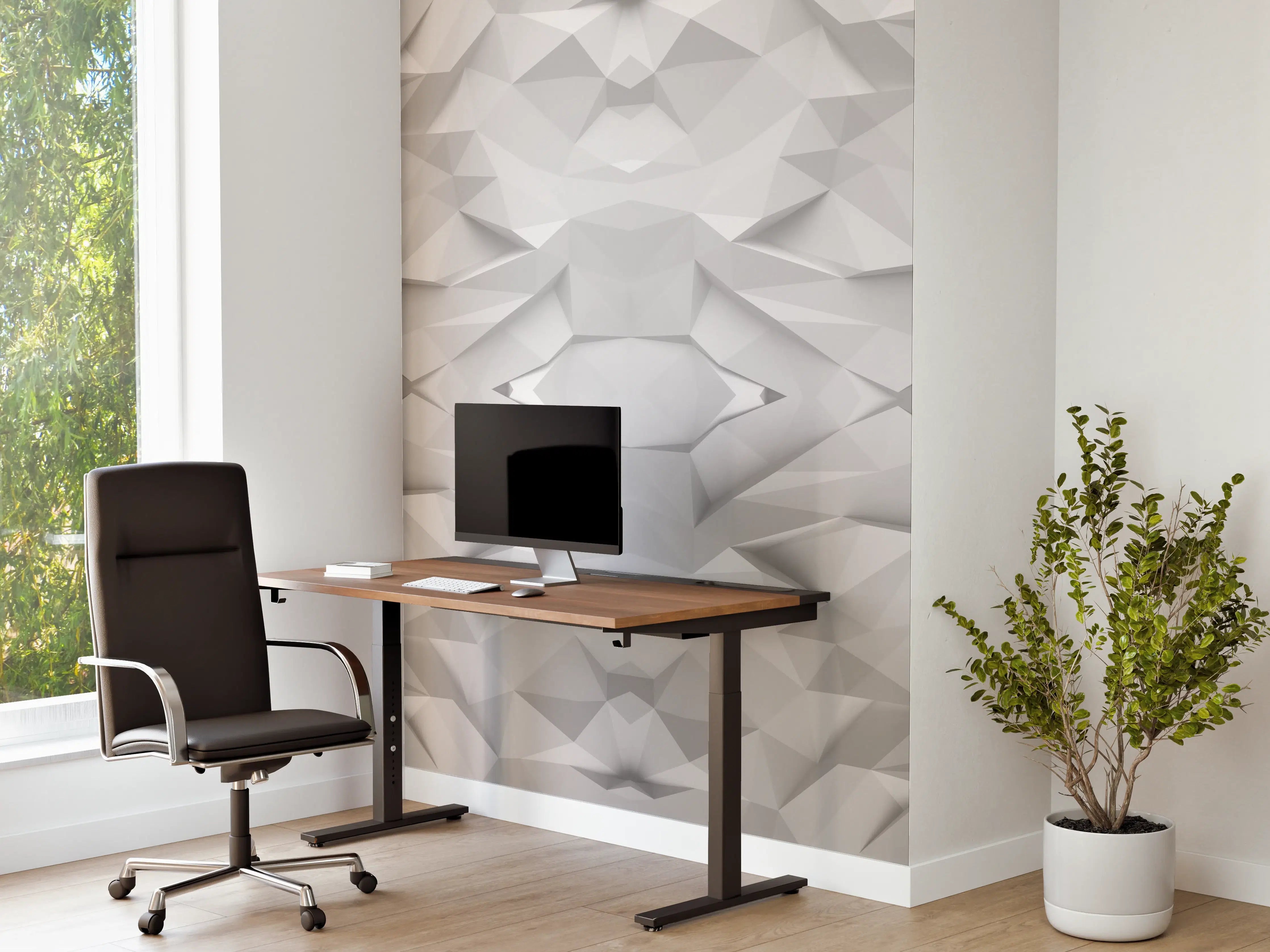 Büro Wandgestaltung - Moderne weiße 3D-Wandpaneele mit geometrischem Design