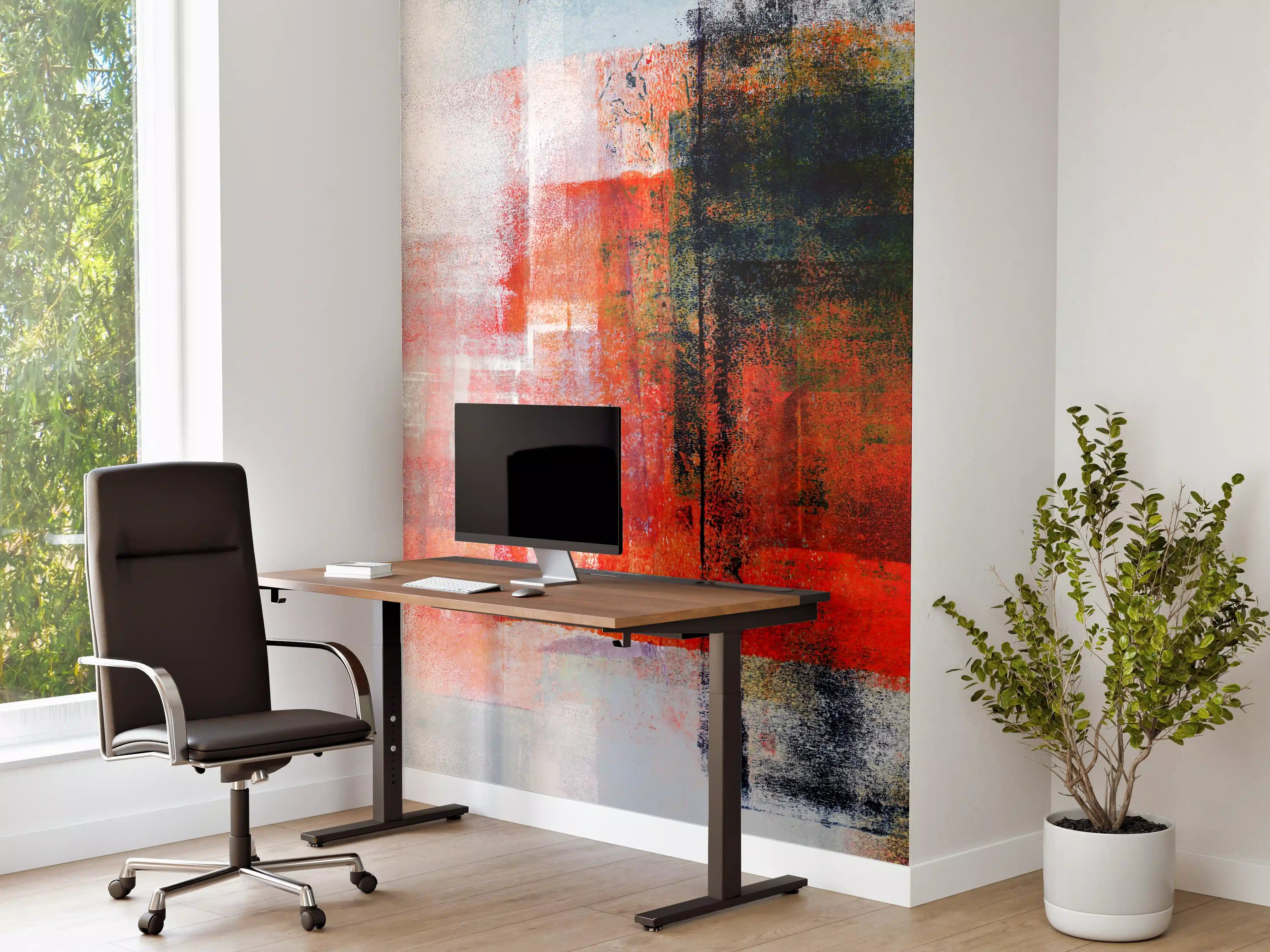 Büro Wandgestaltung - Moderner Abstrakter Rot-Grau-Mix