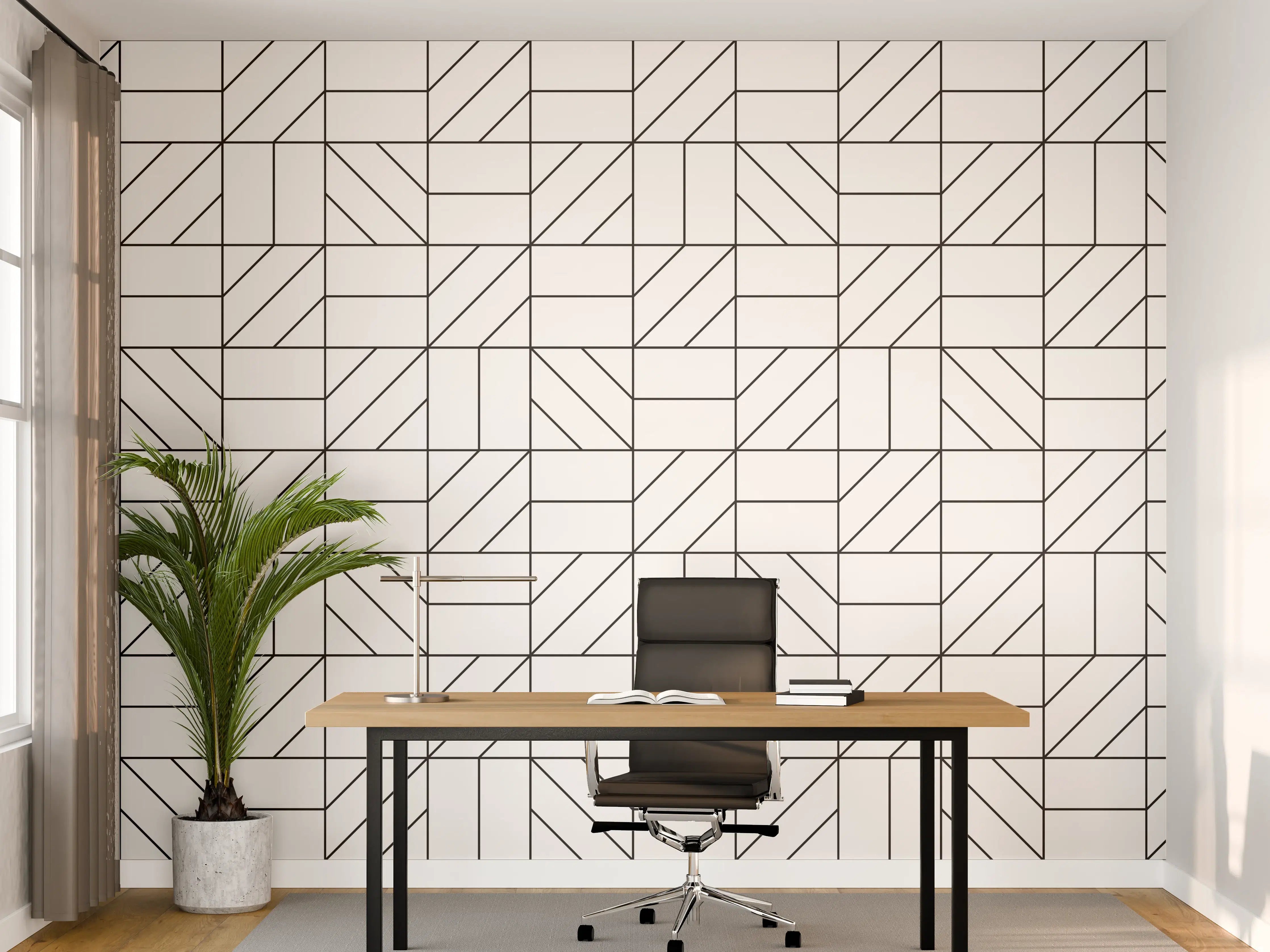 Büro Wandgestaltung - Moderner, minimalistischer Wandteppich in Schwarz und Weiß