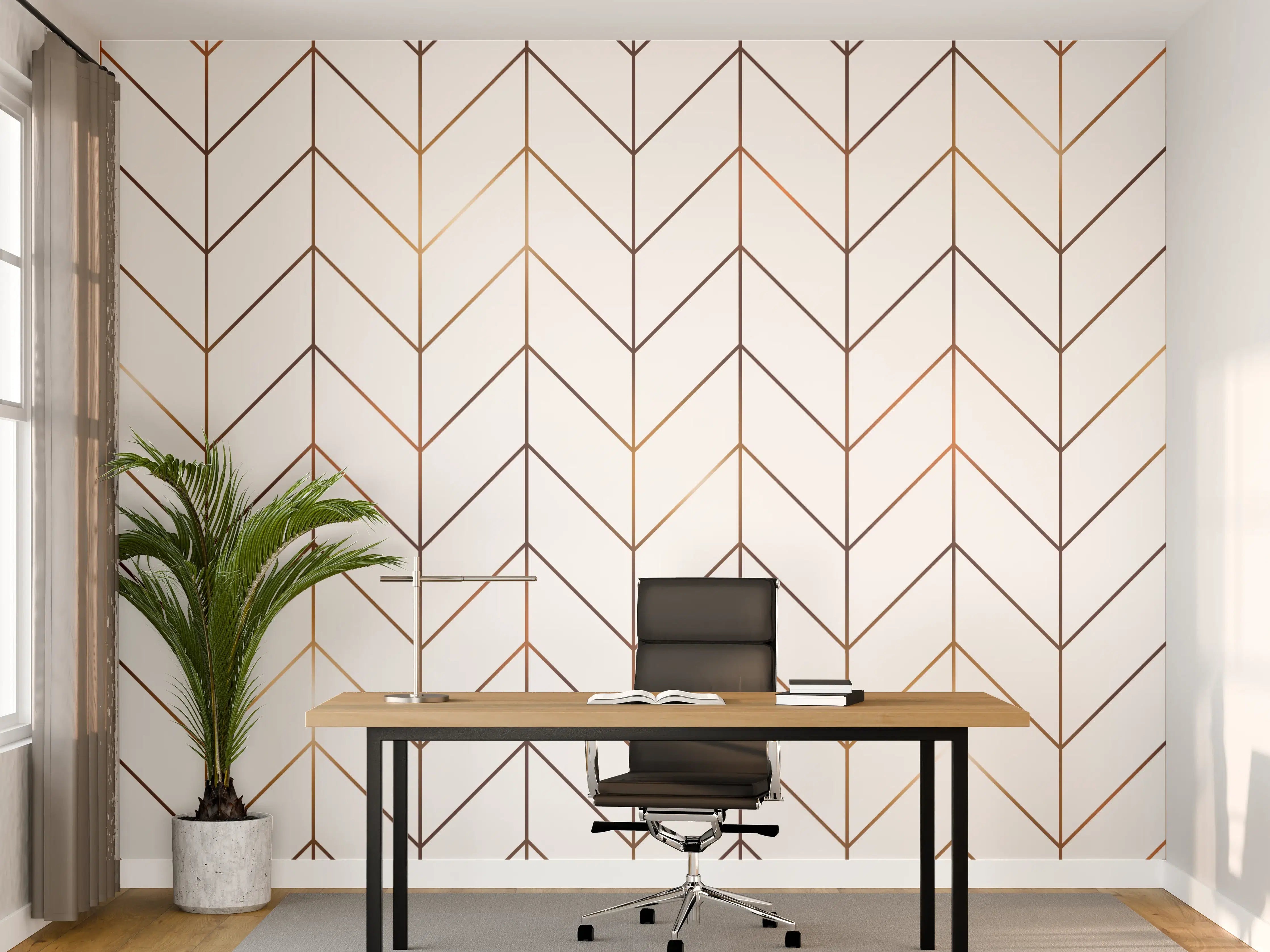 Büro Wandgestaltung - Modernes Gold-Schwarz Muster