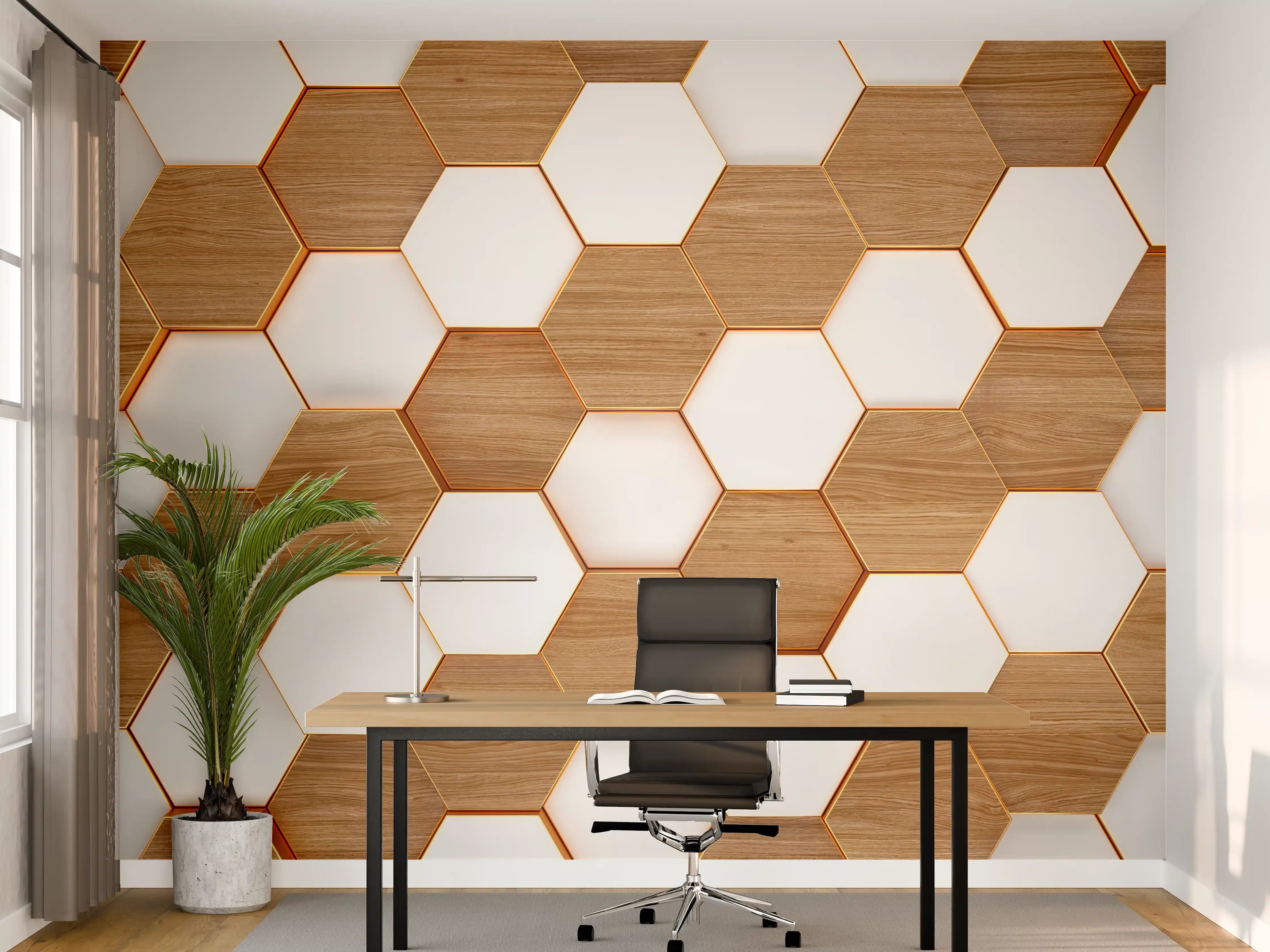 Büro Wandgestaltung - Modernes Hexagon Muster Weiß