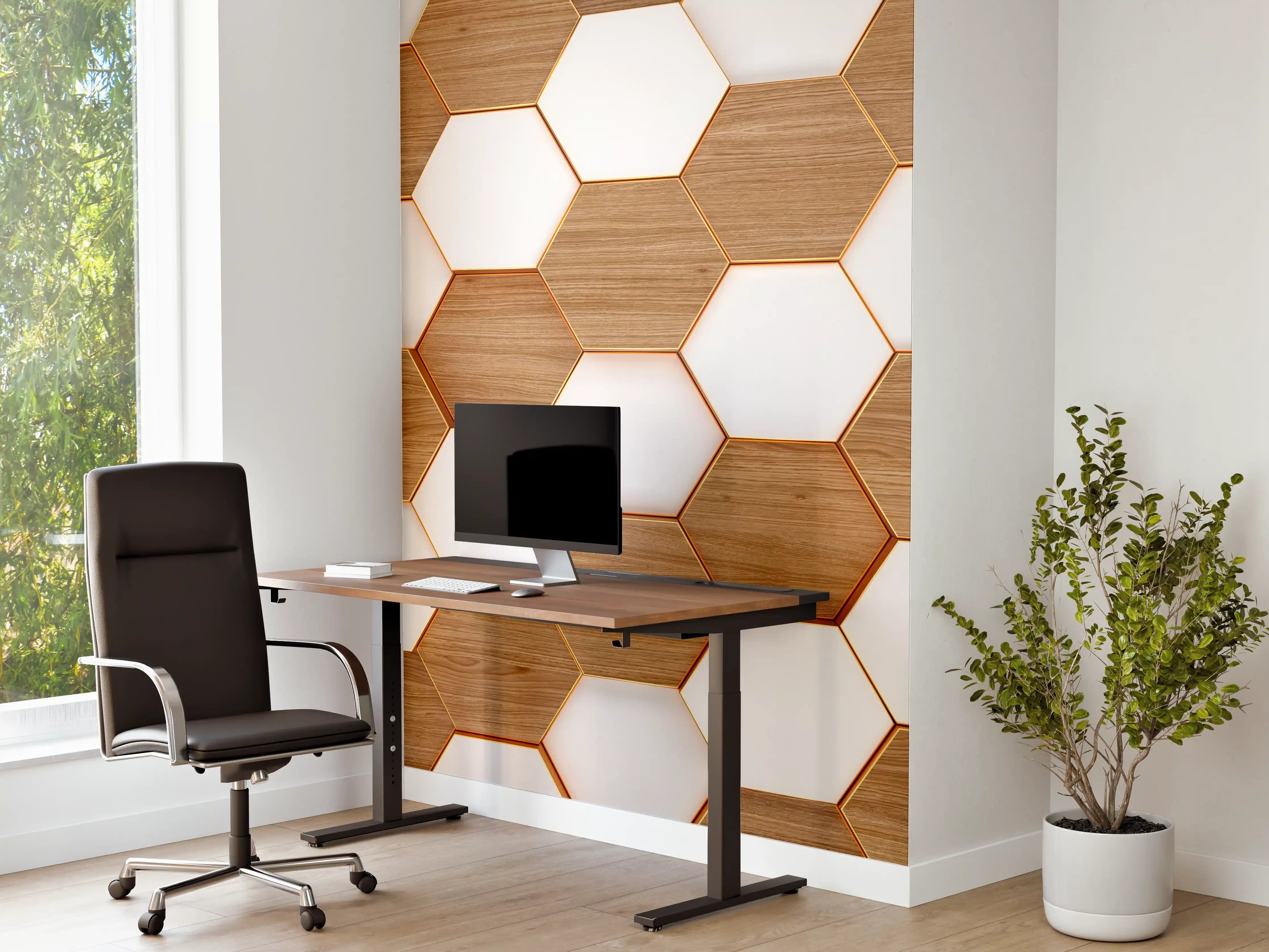 Büro Wandgestaltung - Modernes Hexagon Muster Weiß