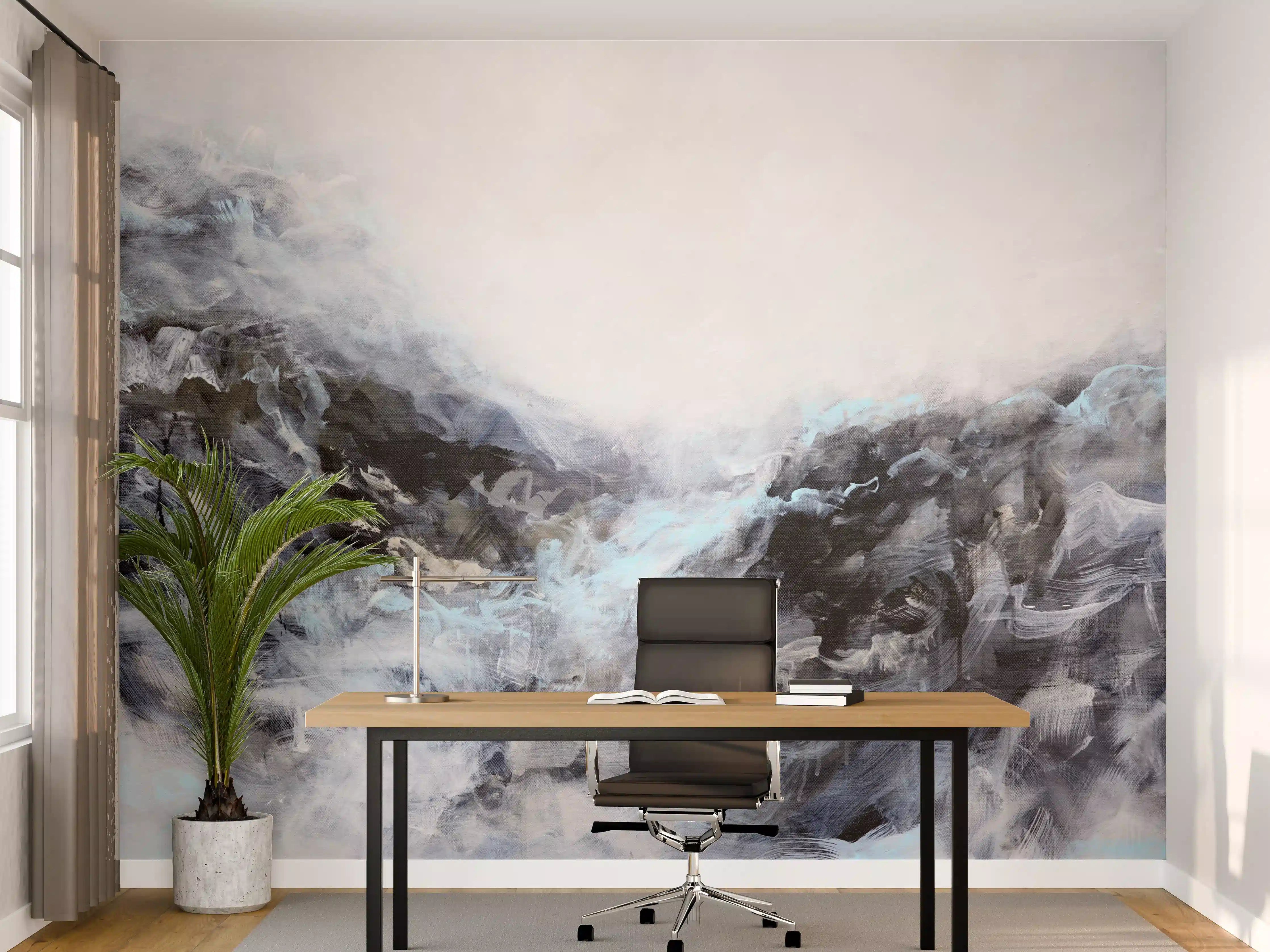 Büro Wandgestaltung - Modernes Küsten-Abstrakt Blau-Grau
