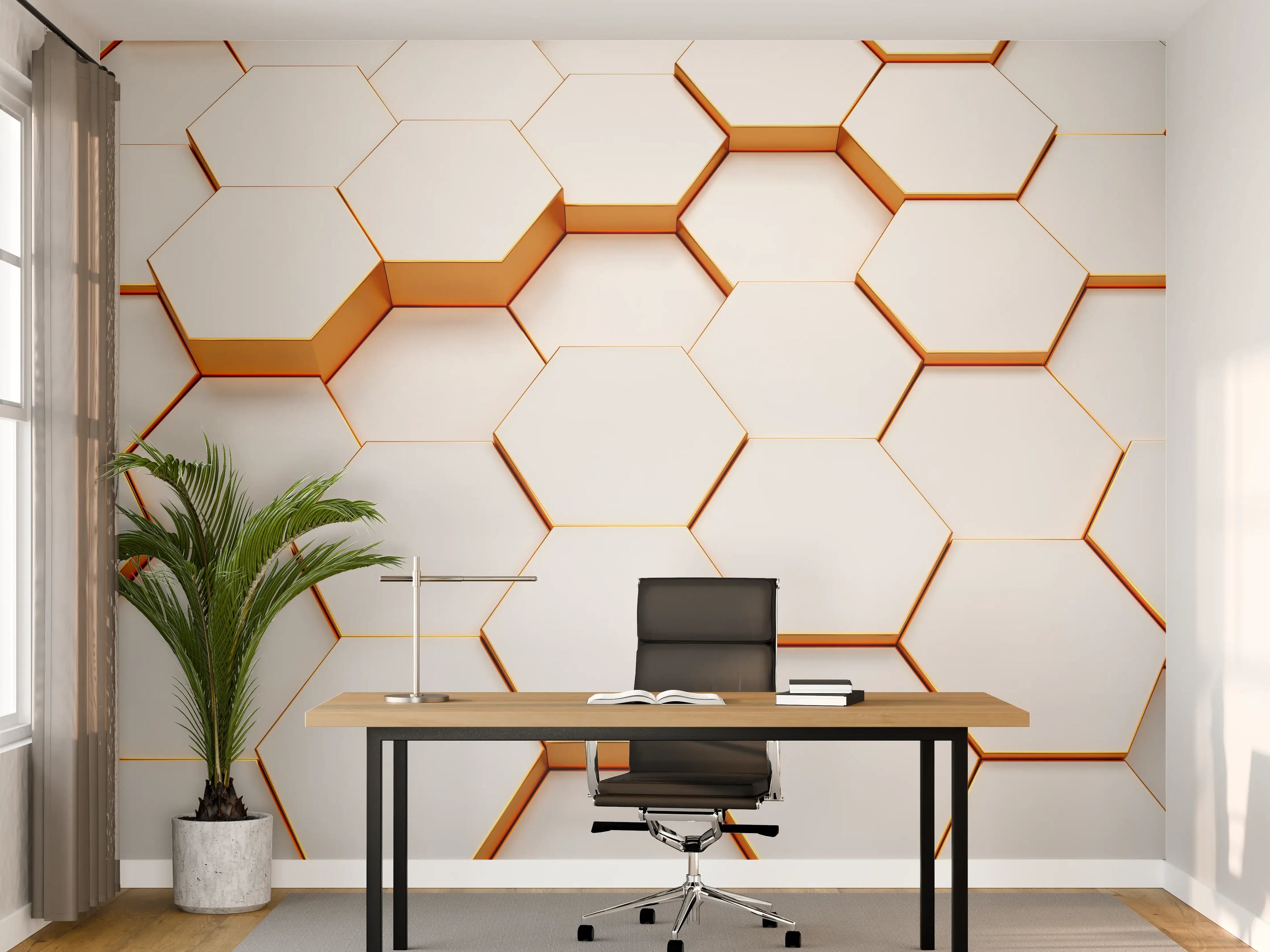 Büro Wandgestaltung - Modernes Sechseck Muster