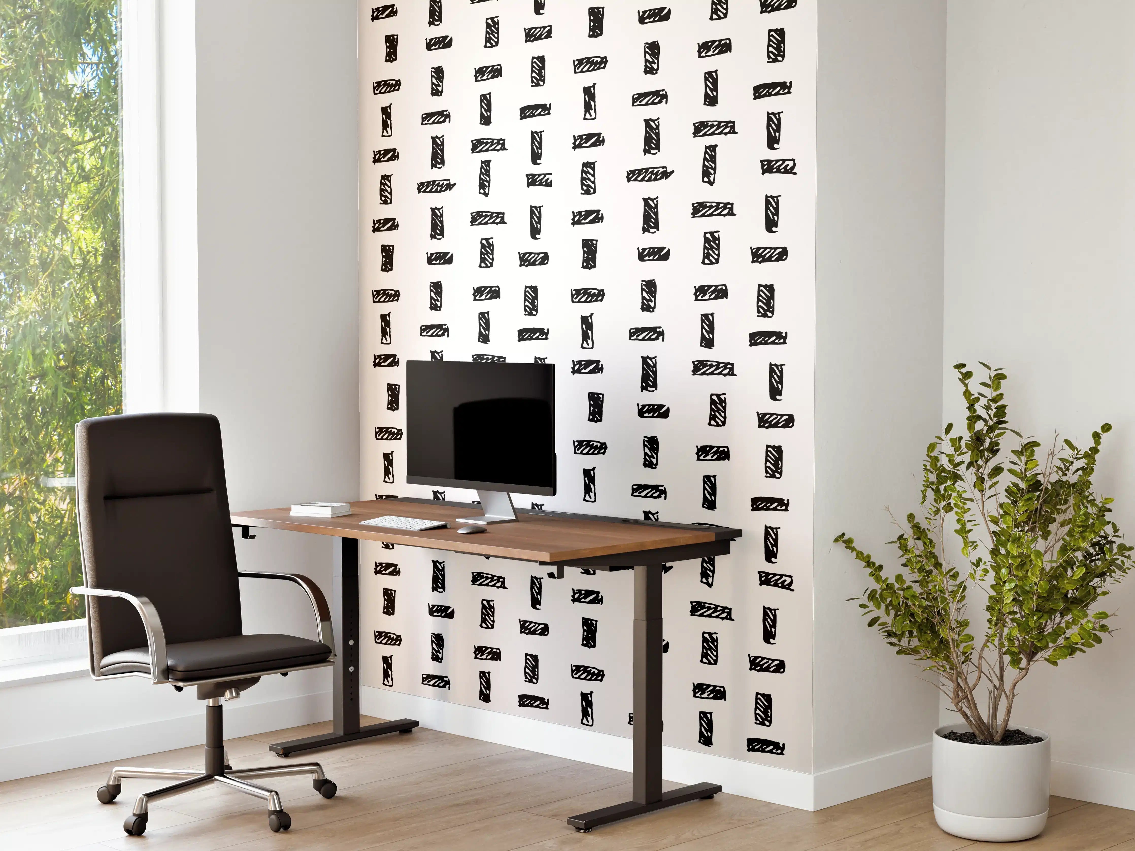 Büro Wandgestaltung - Modernes geometrisches Muster in Schwarz-Weiß