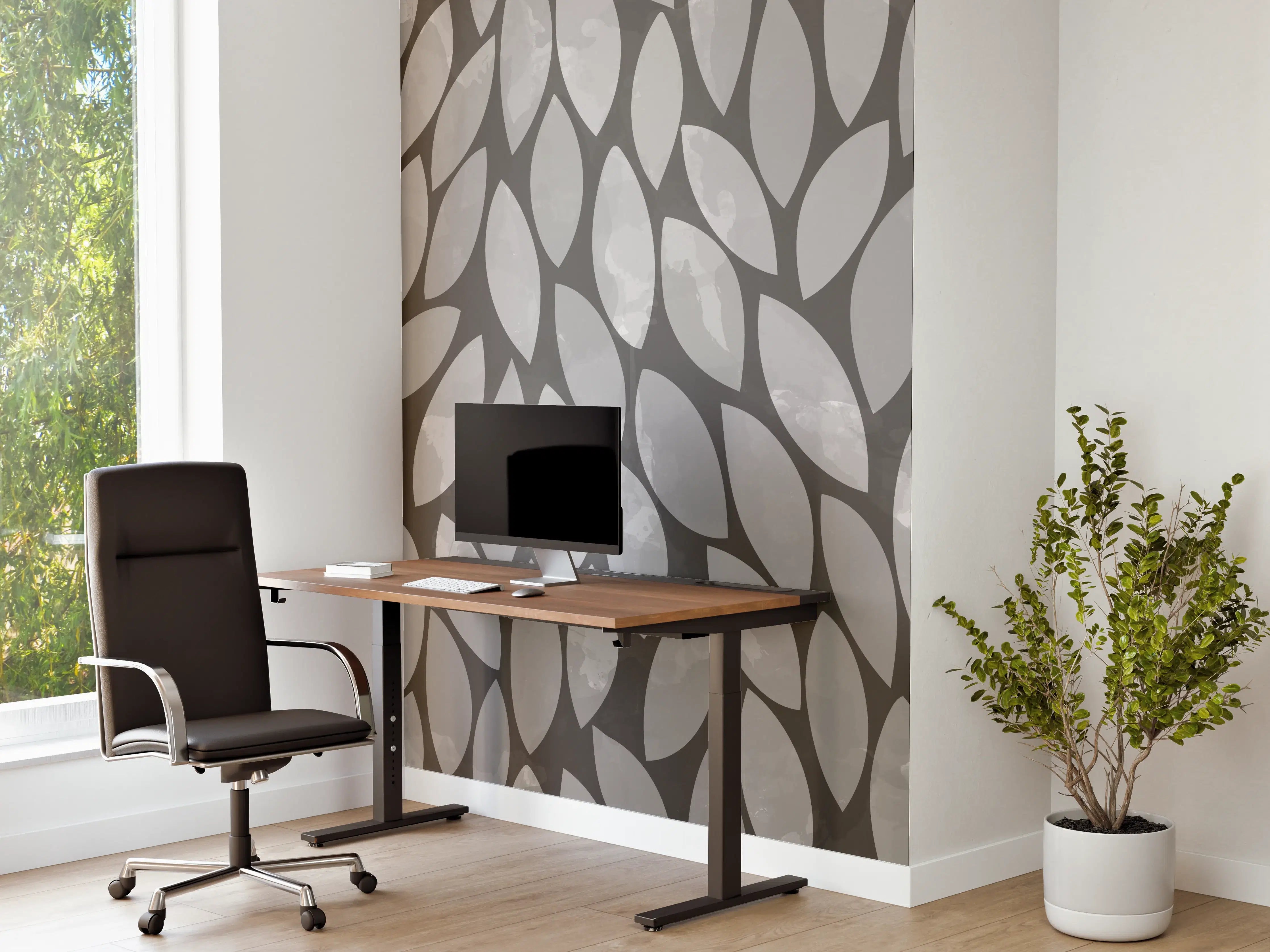 Büro Wandgestaltung - Modisches Graues Blättermuster