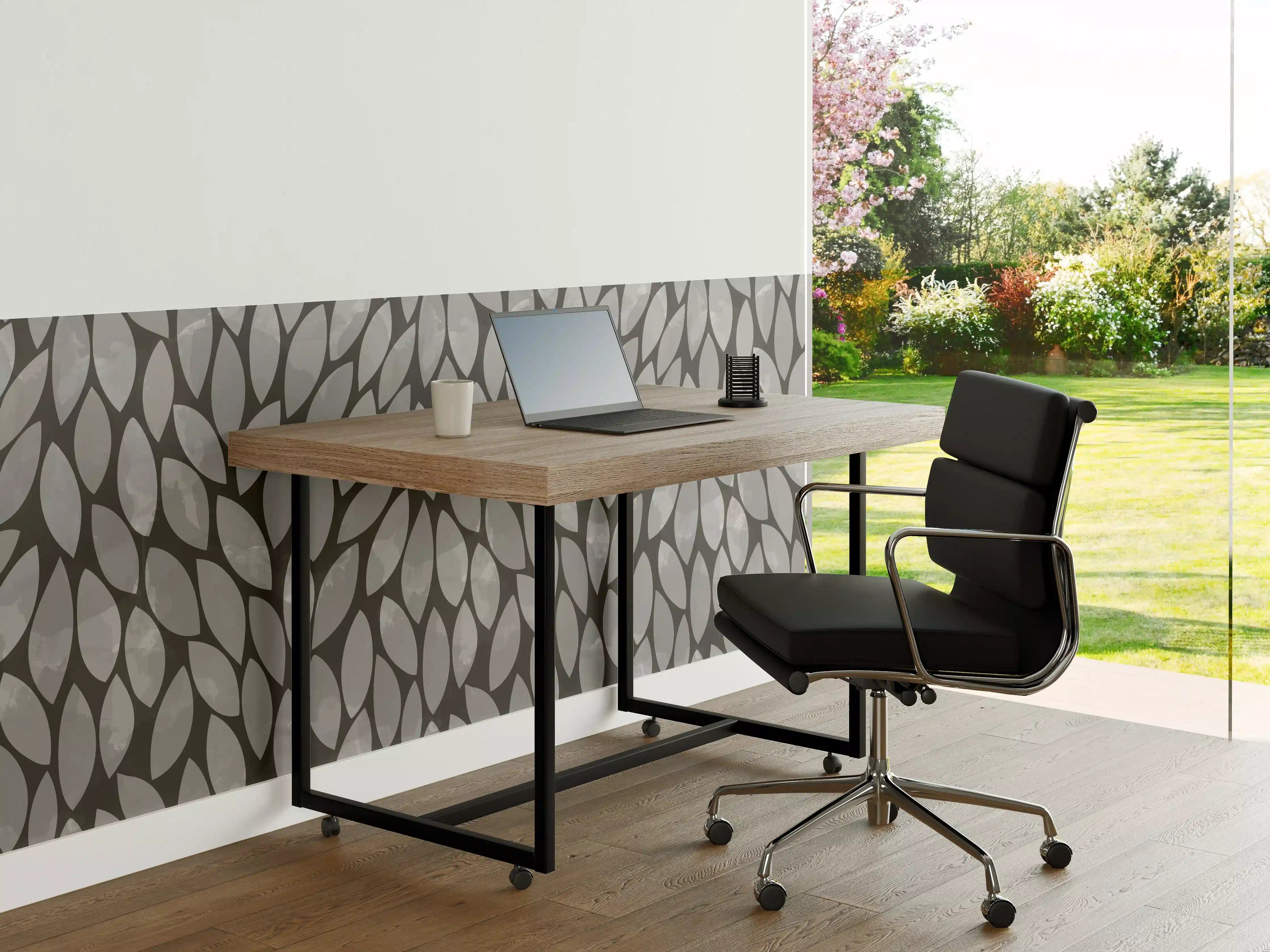 Büro Wandgestaltung - Modisches Graues Blättermuster