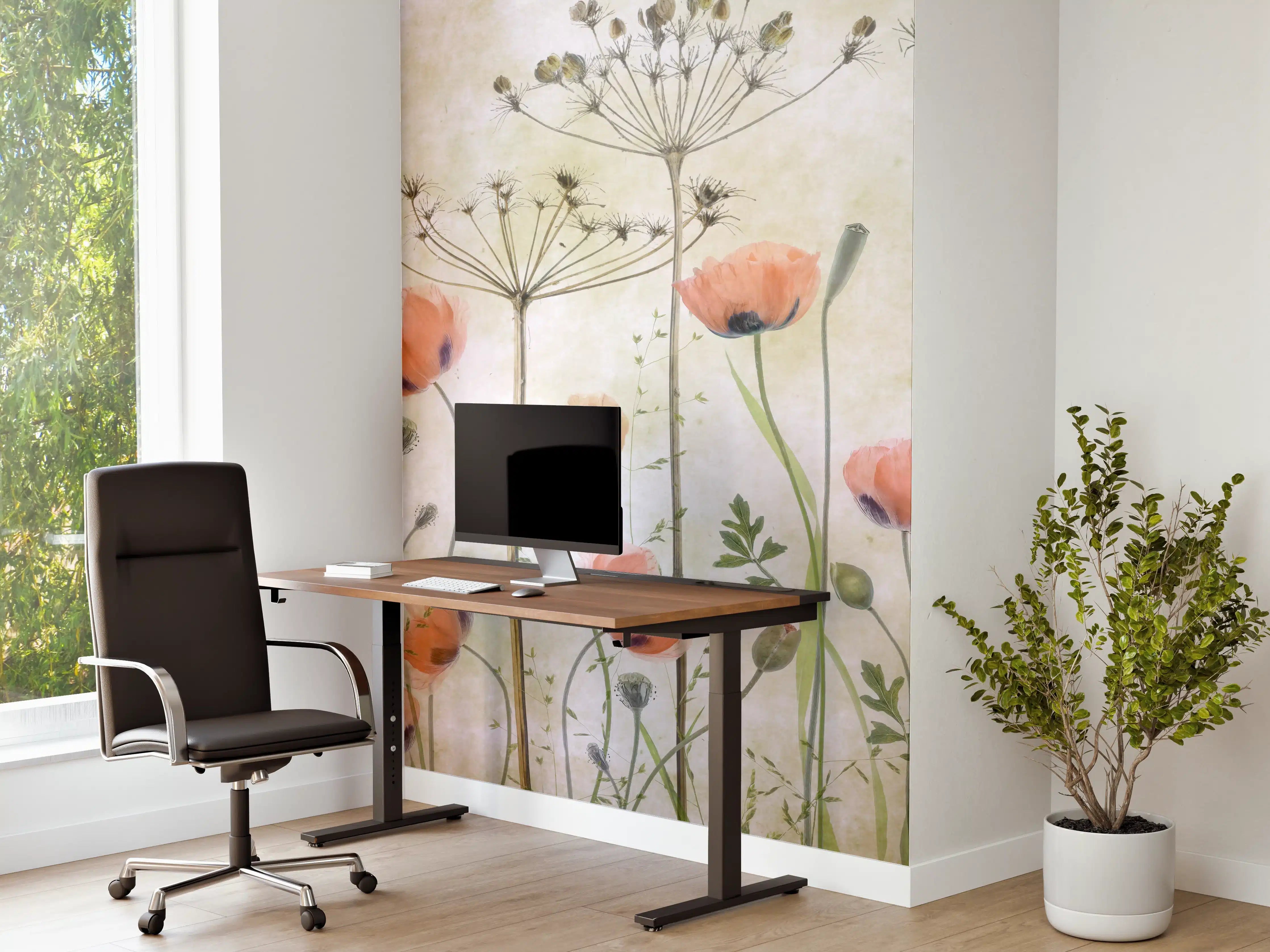 Büro Wandgestaltung - Mohnblumen - Florale Zeichnung