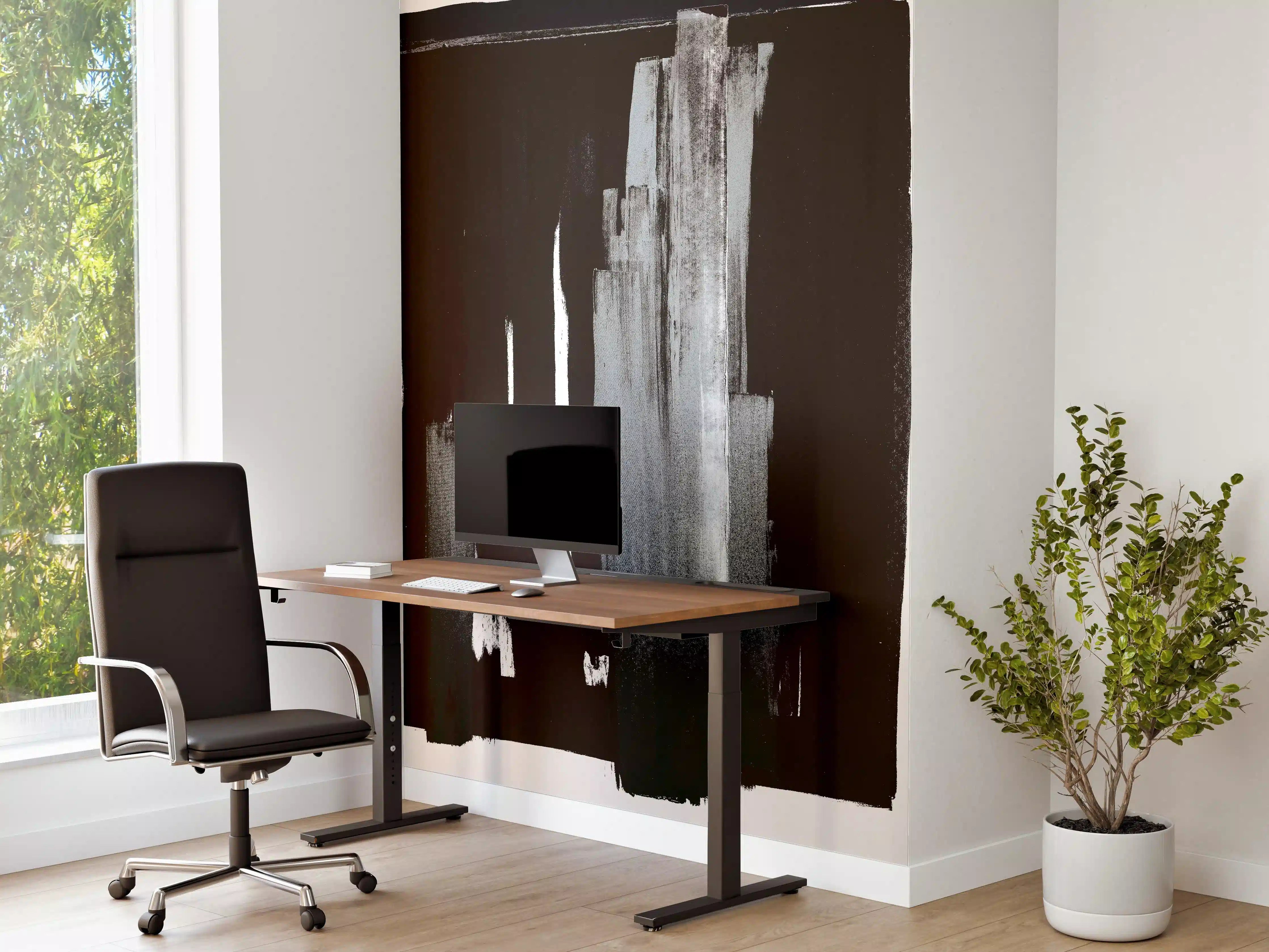 Büro Wandgestaltung - Monochrome Abstraktion Grau Schwarz