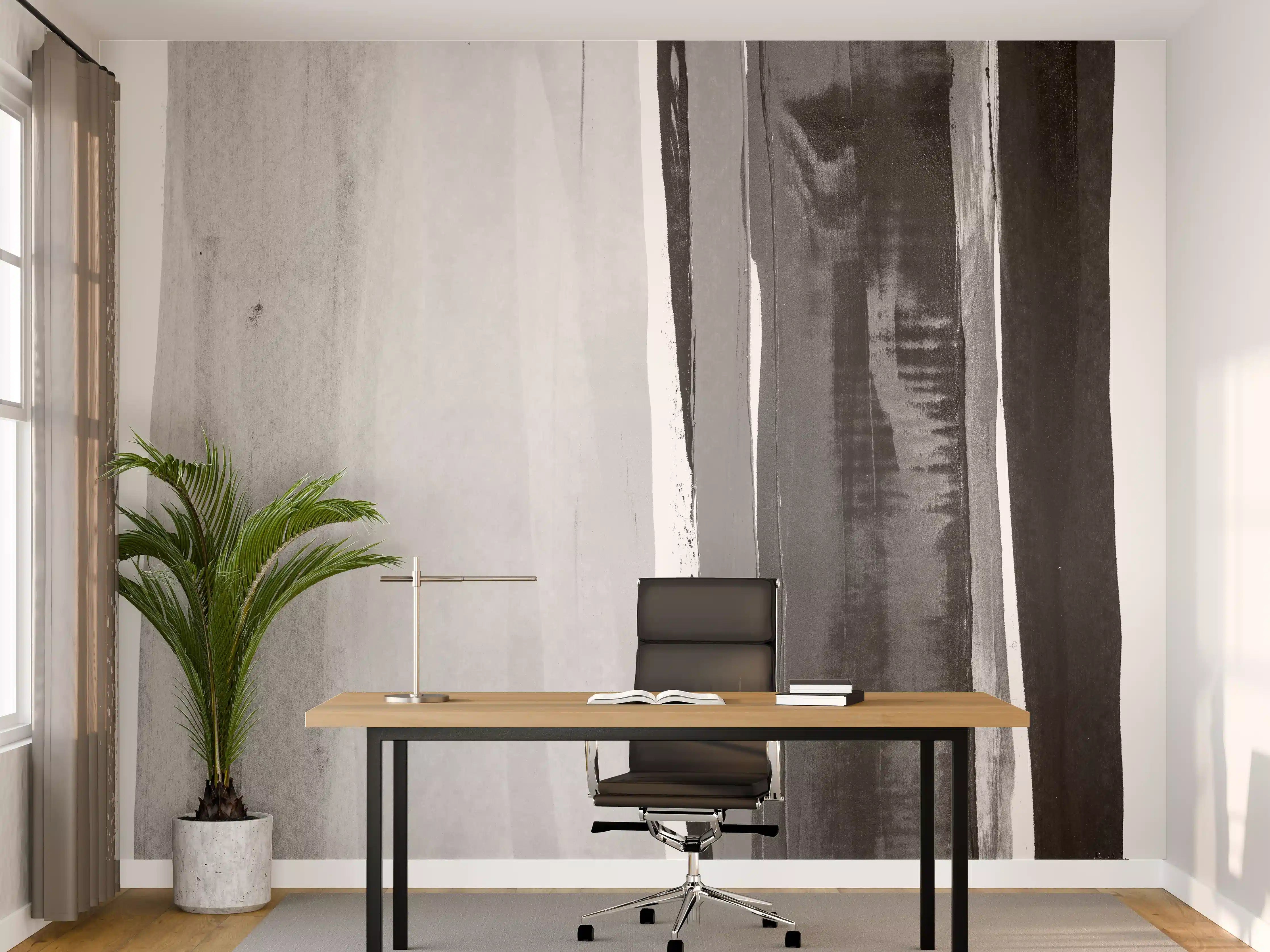 Büro Wandgestaltung - Monochrome Aquarell-Striche