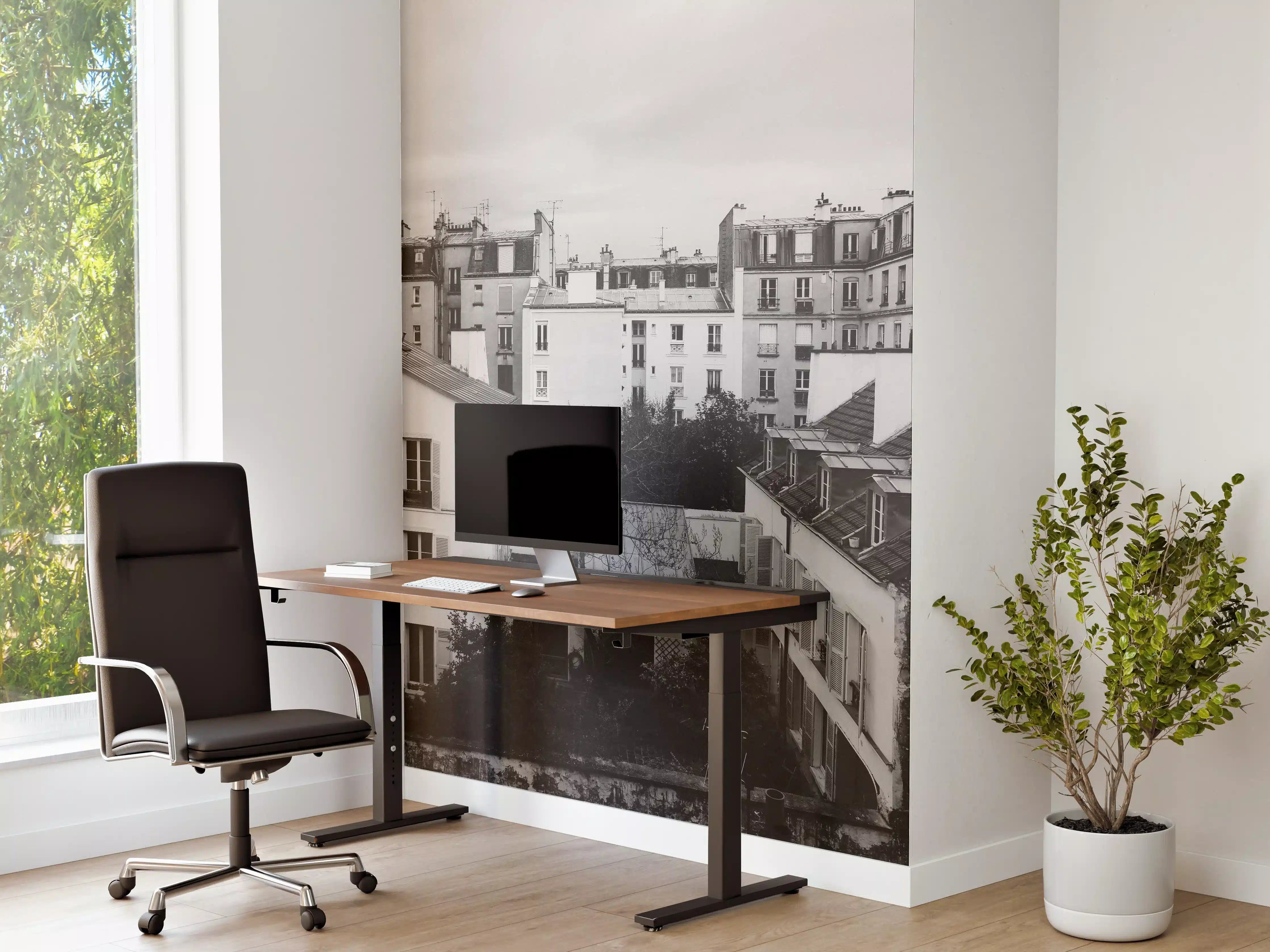 Büro Wandgestaltung - Monochromes Paris-Straßenpanorama