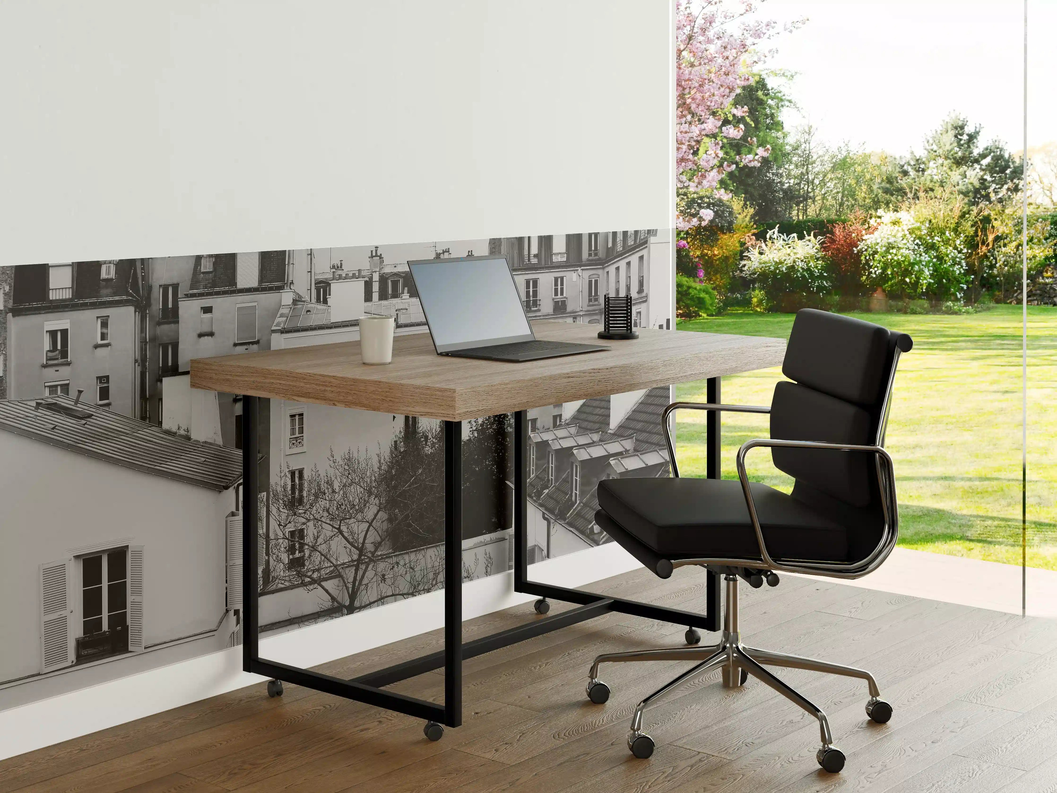 Büro Wandgestaltung - Monochromes Paris-Straßenpanorama