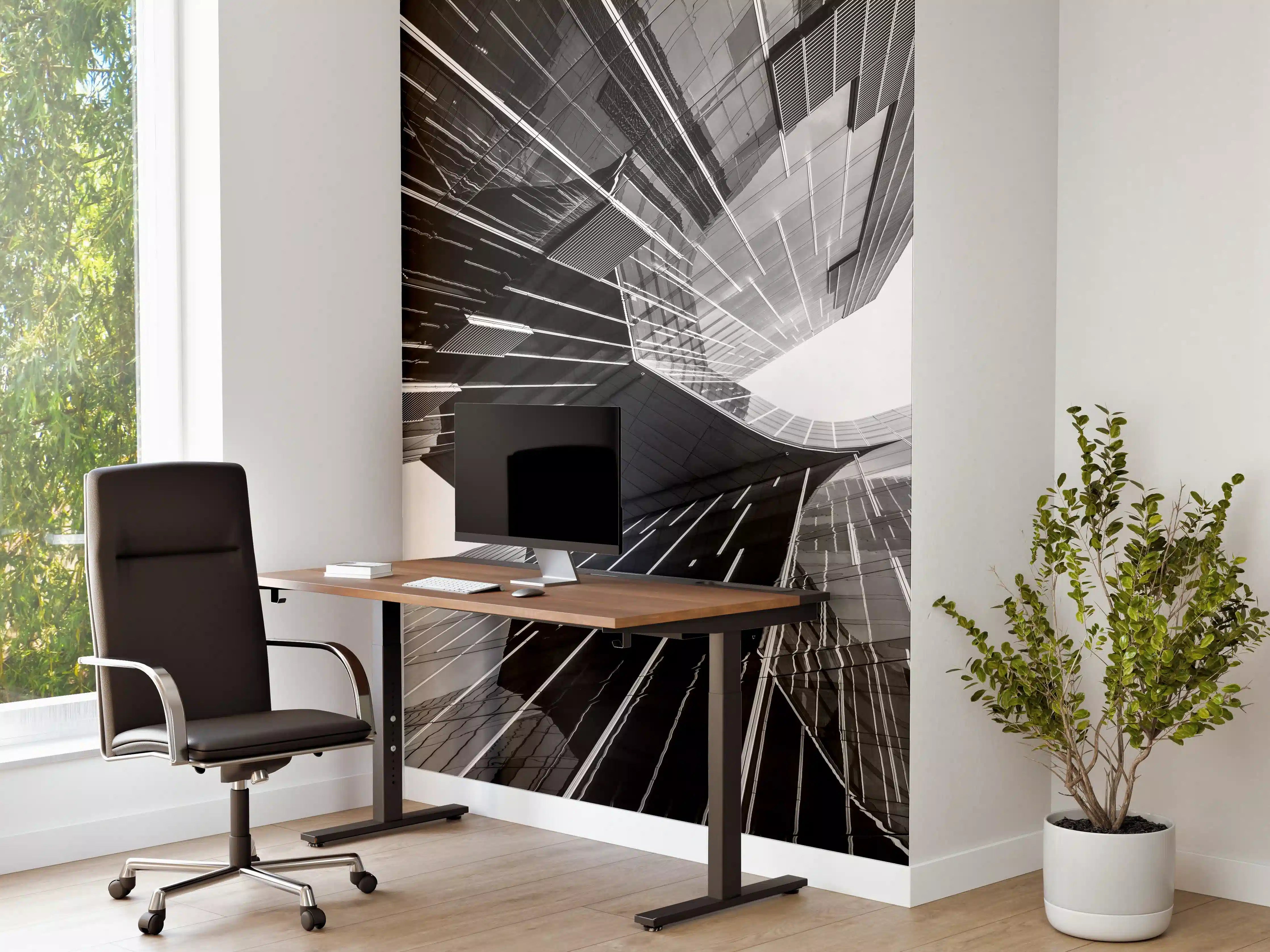 Büro Wandgestaltung - Monochromes Stadtgeometrie