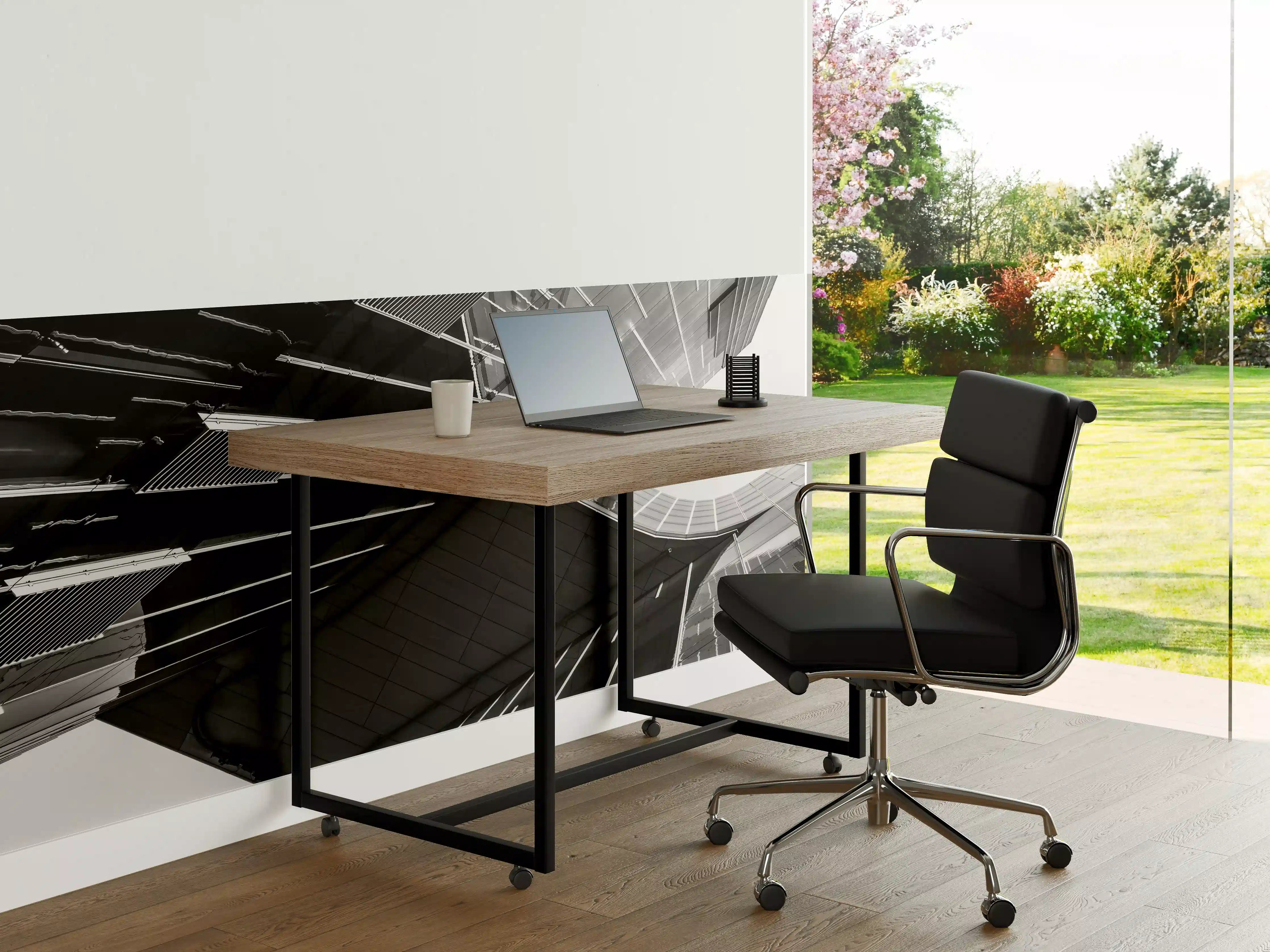 Büro Wandgestaltung - Monochromes Stadtgeometrie