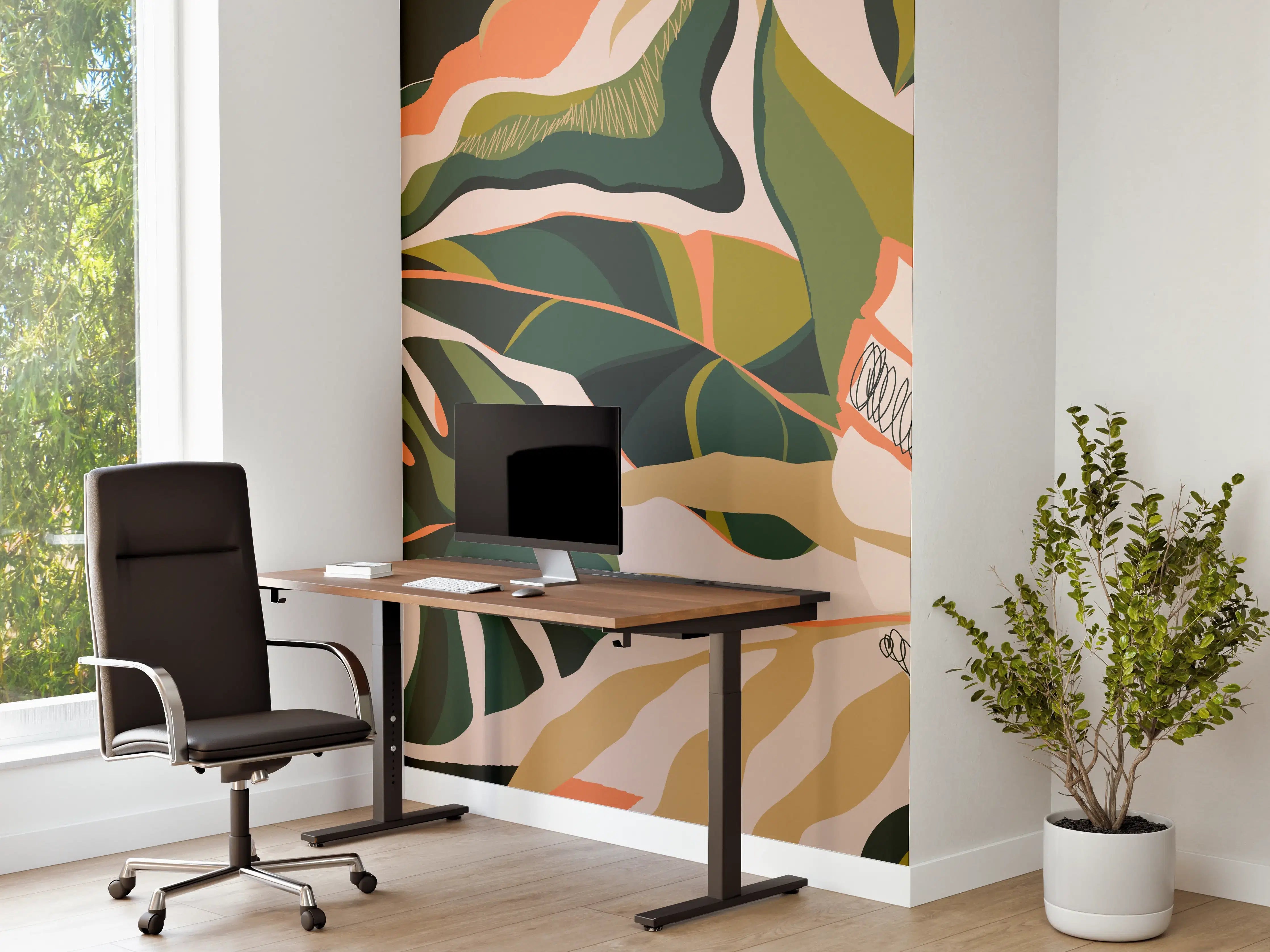 Büro Wandgestaltung - Monstera Tropic Blattmuster